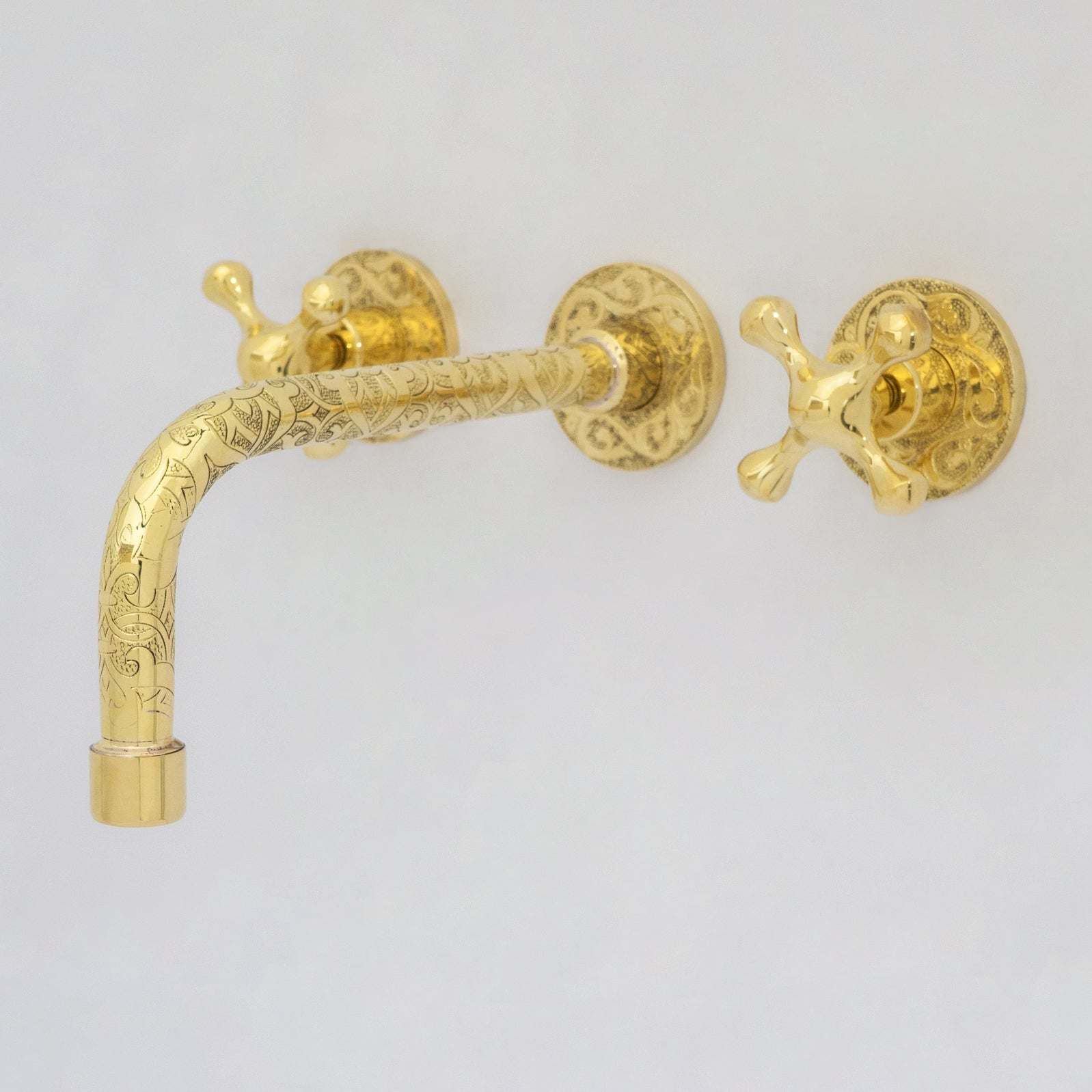 Engraved Solid Brass Built - in Faucet, Unlacquered Bathroom Sink Faucet - Insideast