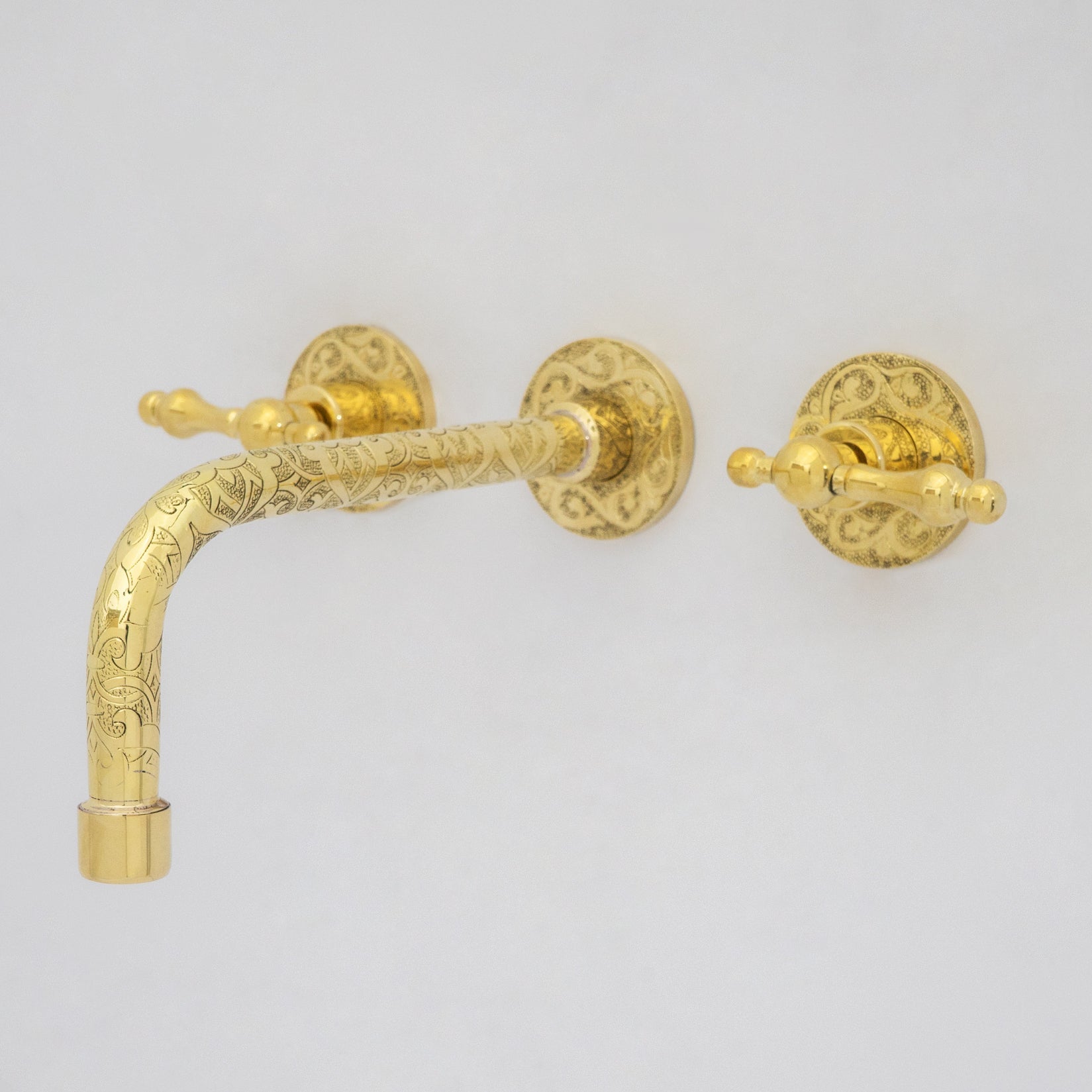 Engraved Solid Brass Built - in Faucet, Unlacquered Bathroom Sink Faucet - Insideast