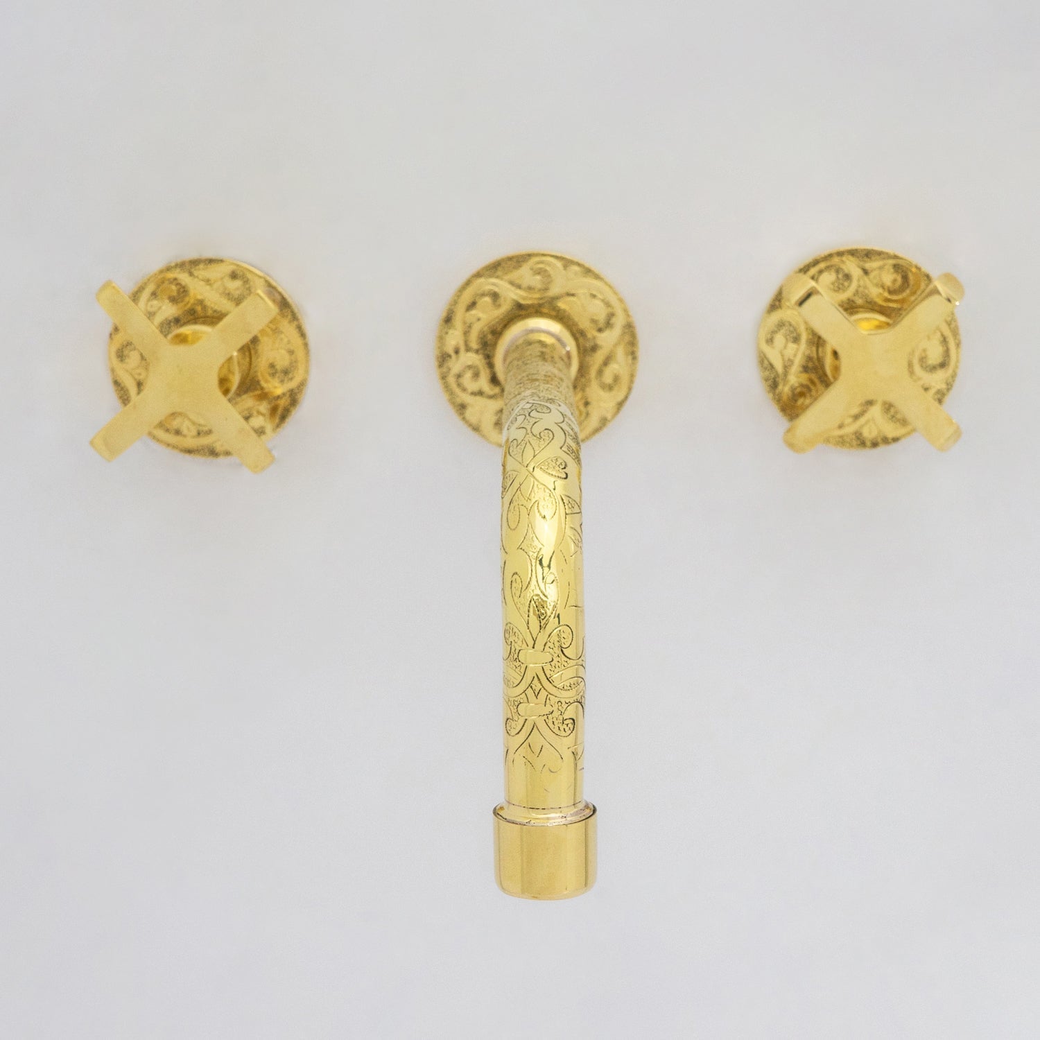 Engraved Solid Brass Built - in Faucet, Unlacquered Bathroom Sink Faucet - Insideast