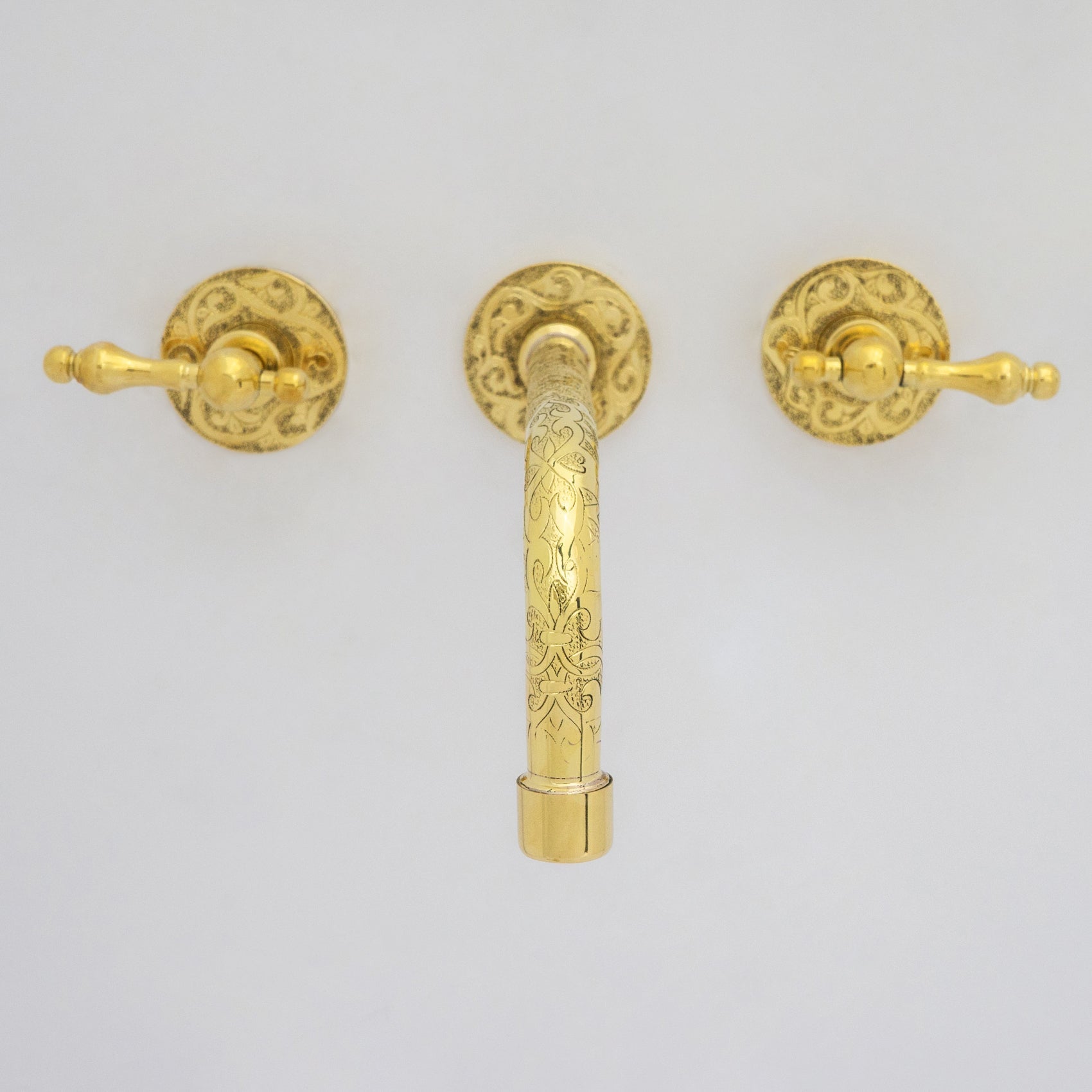 Engraved Solid Brass Built - in Faucet, Unlacquered Bathroom Sink Faucet - Insideast