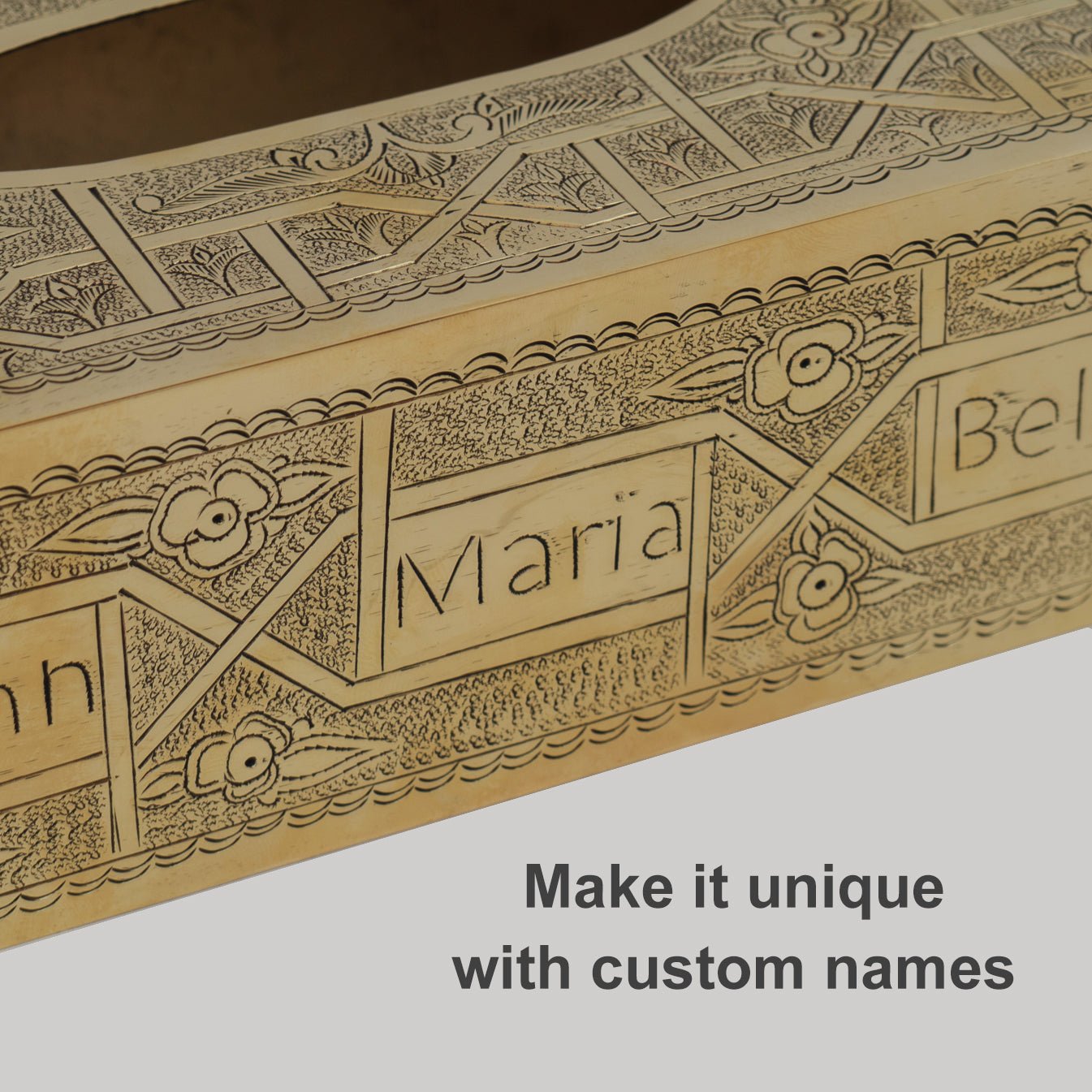 Engraved Solid Brass Rectangular Tissue Box Cover - Insideast