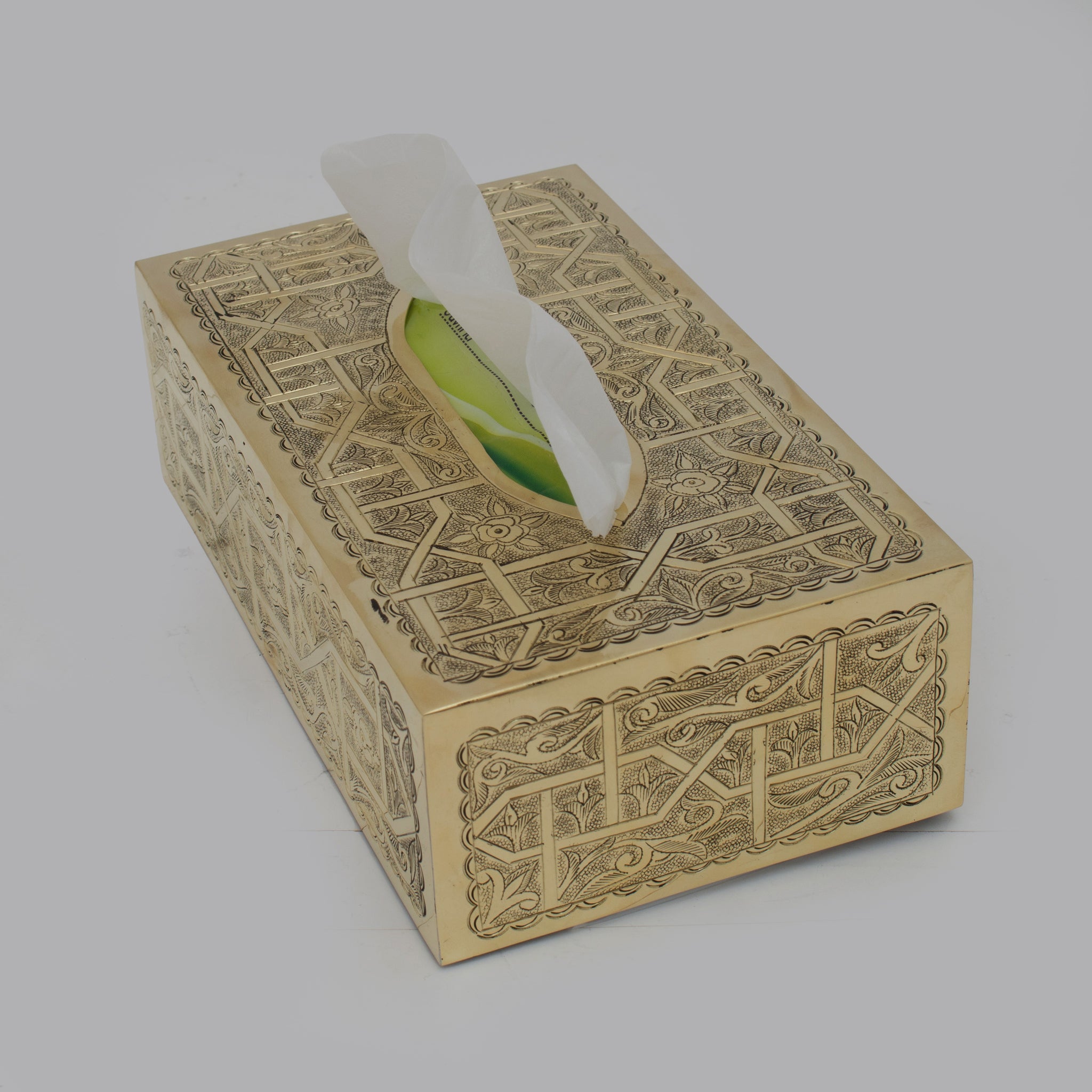 Engraved Solid Brass Rectangular Tissue Box Cover - Insideast