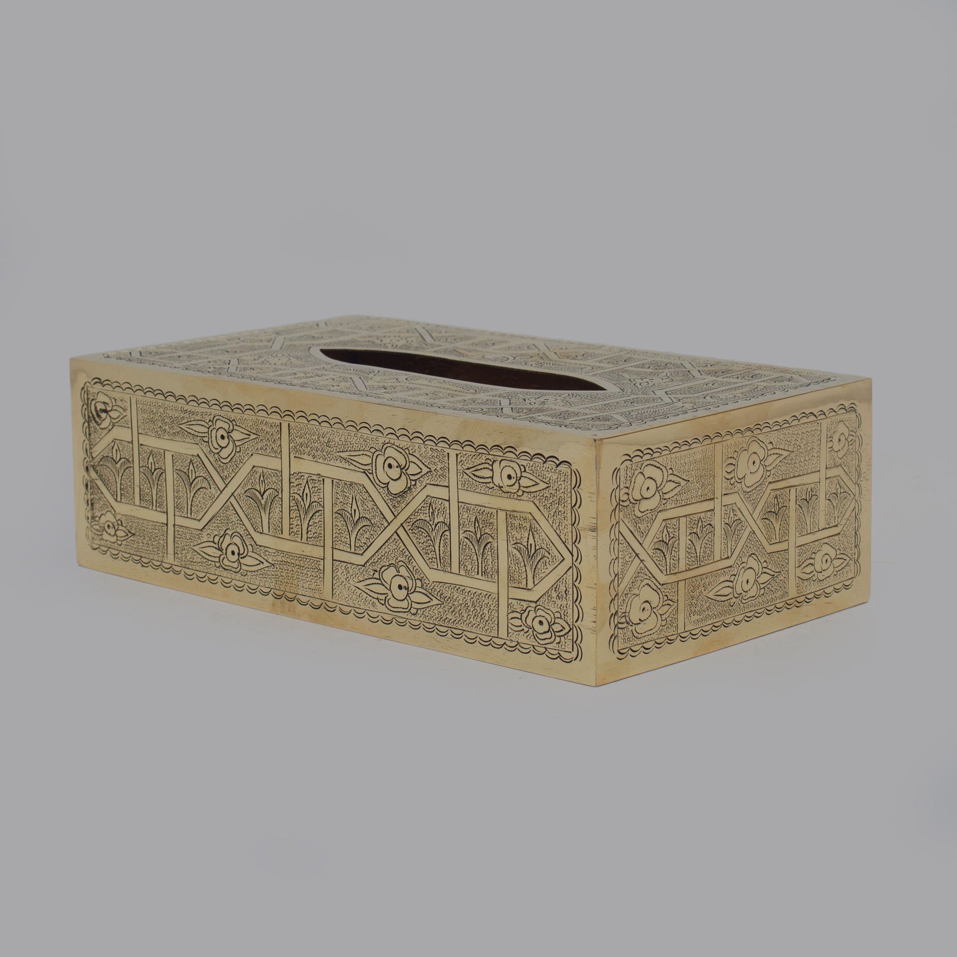 Engraved Solid Brass Rectangular Tissue Box Cover - Insideast