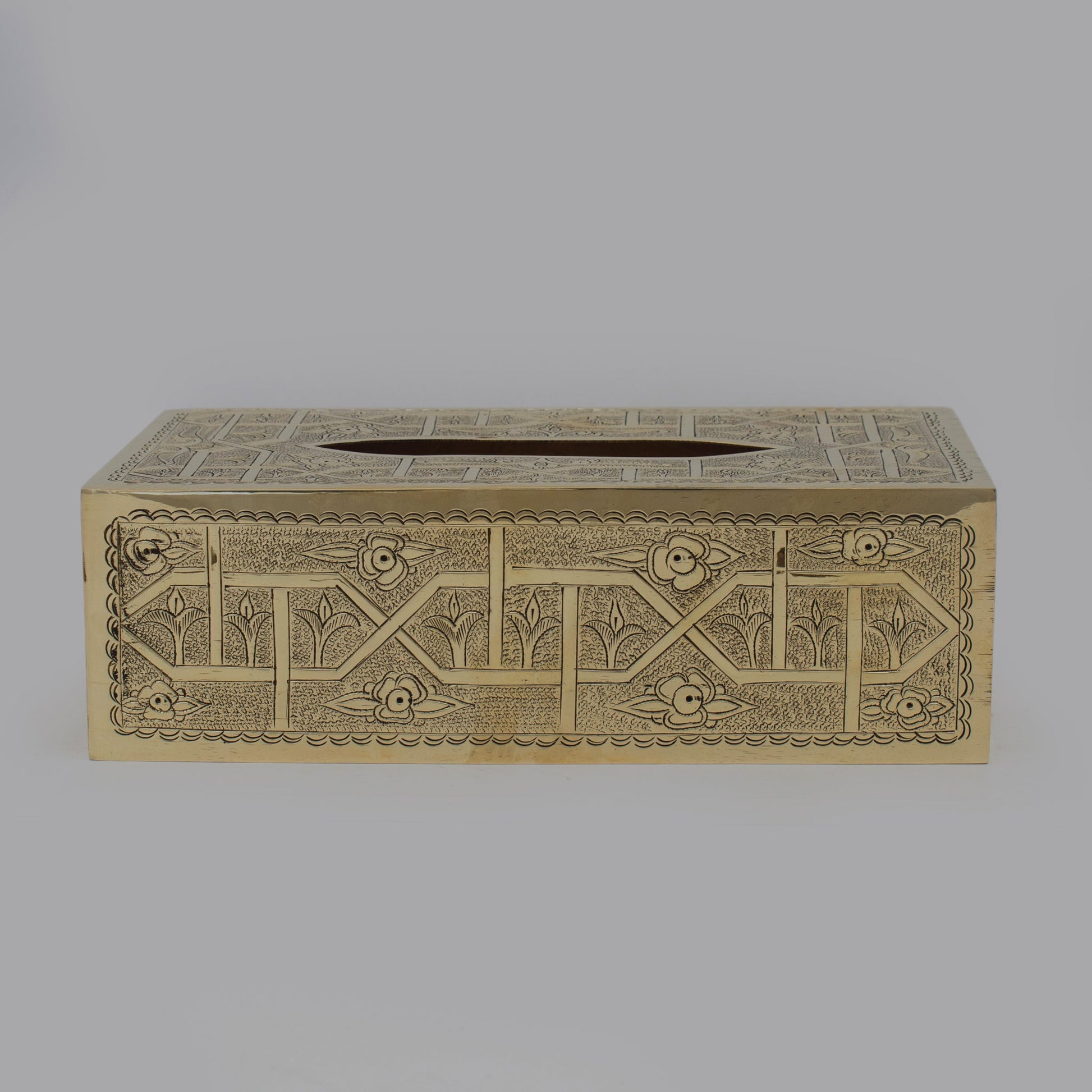 Engraved Solid Brass Rectangular Tissue Box Cover - Insideast