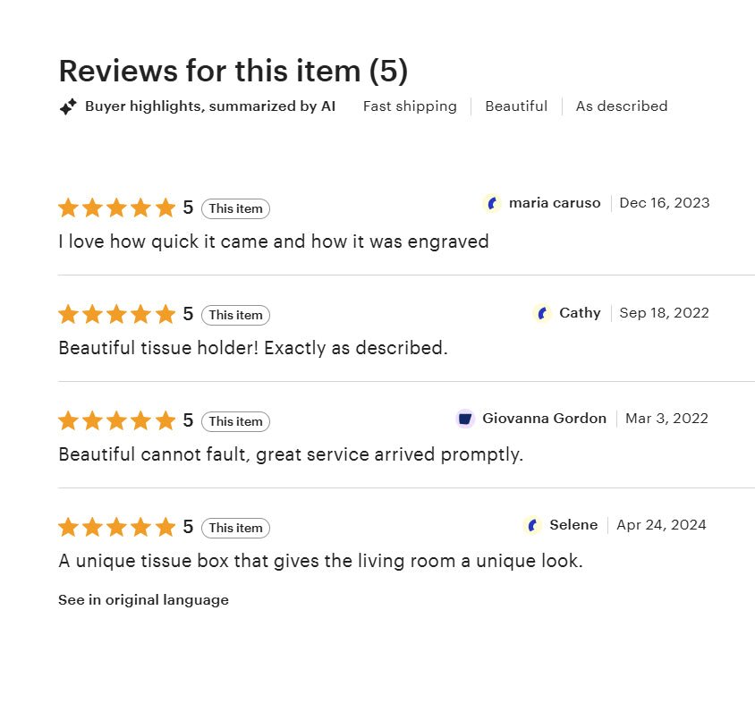 Engraved Solid Brass Rectangular Tissue Box Cover - Insideast