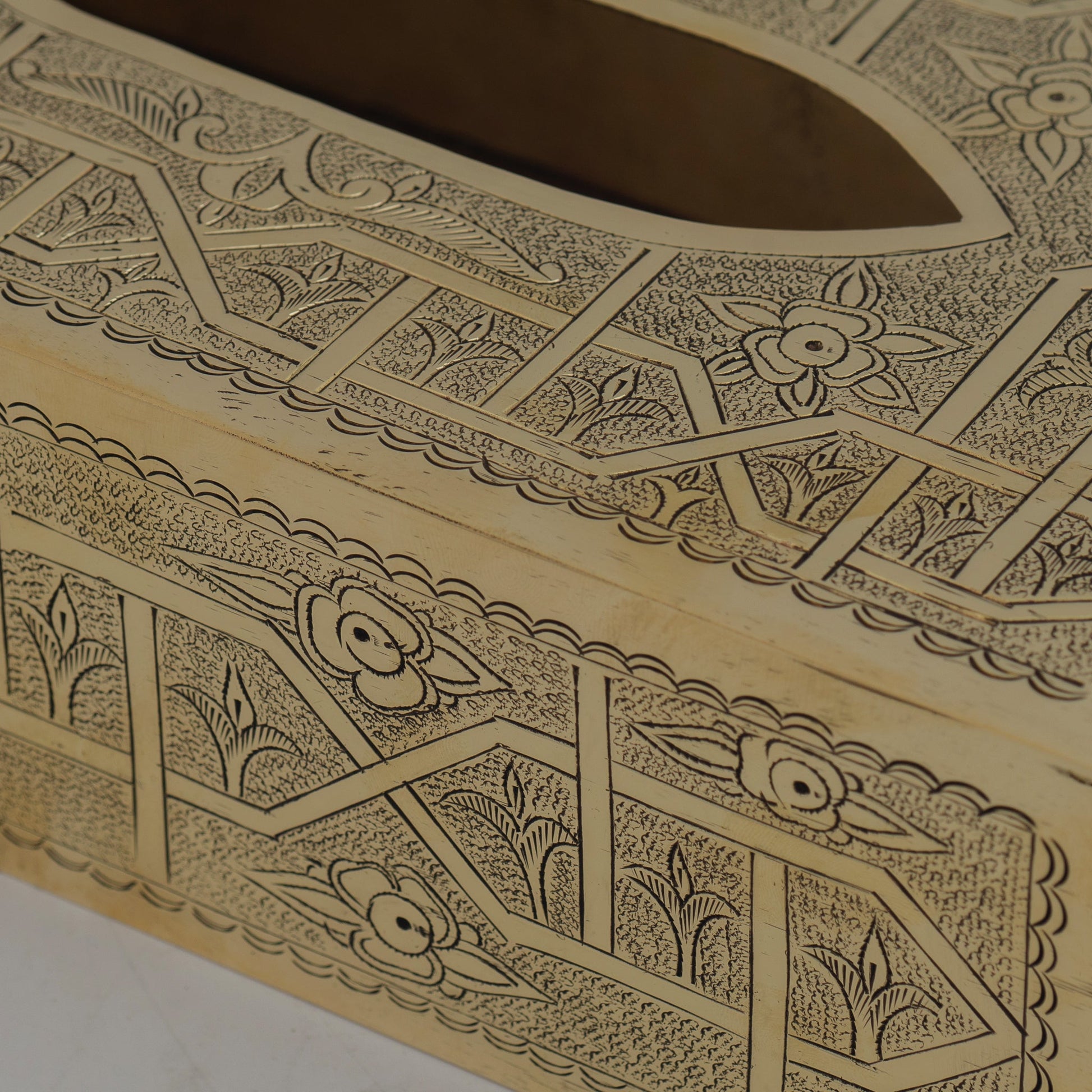 Engraved Solid Brass Rectangular Tissue Box Cover - Insideast