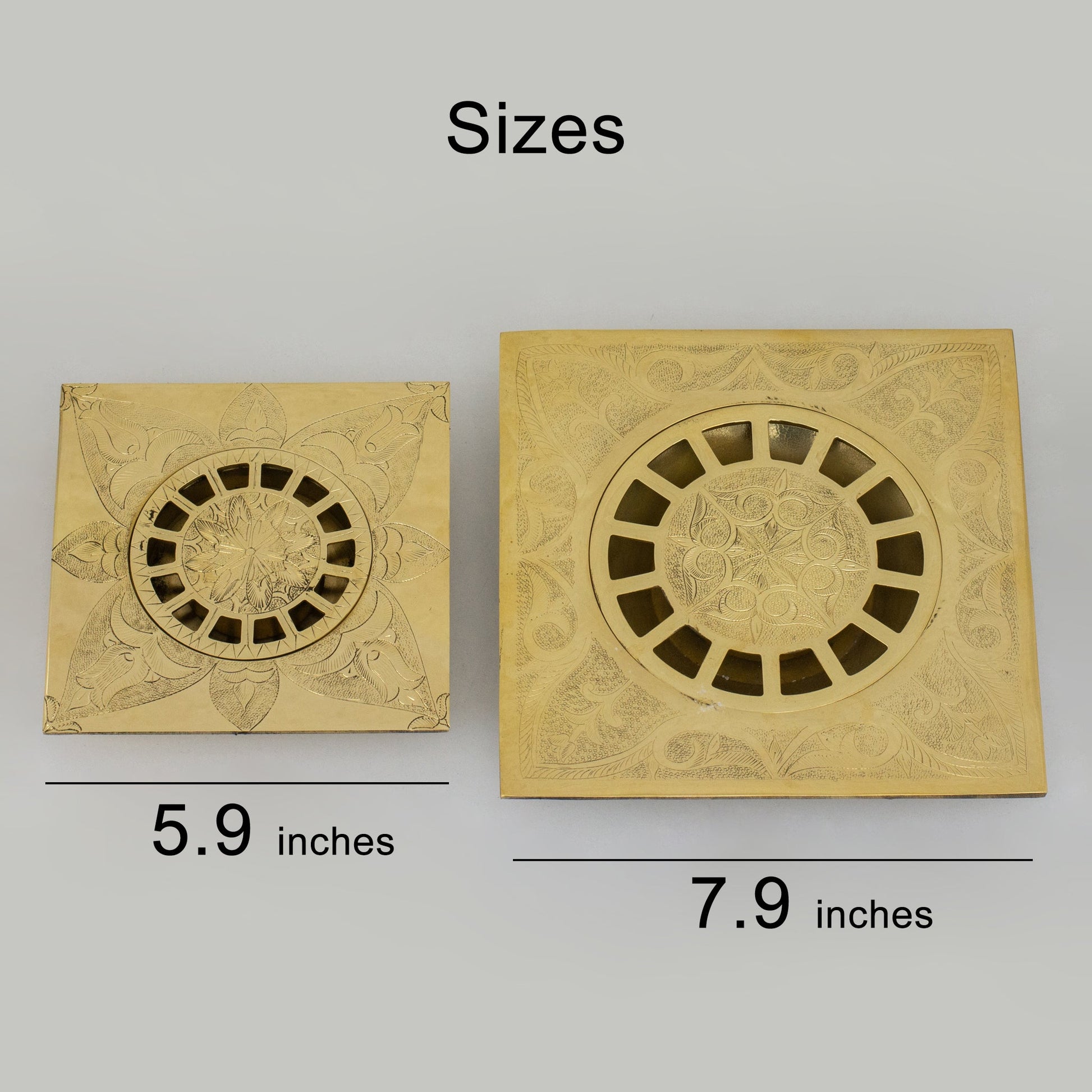 Engraved Traditional Style Brass Floor Drain | Shower floor - Insideast