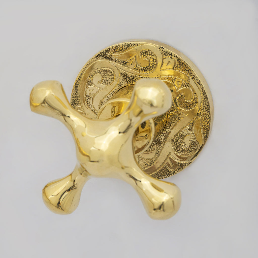 Engraved Solid Brass Built-in Faucet, Unlacquered Bathroom Sink Faucet