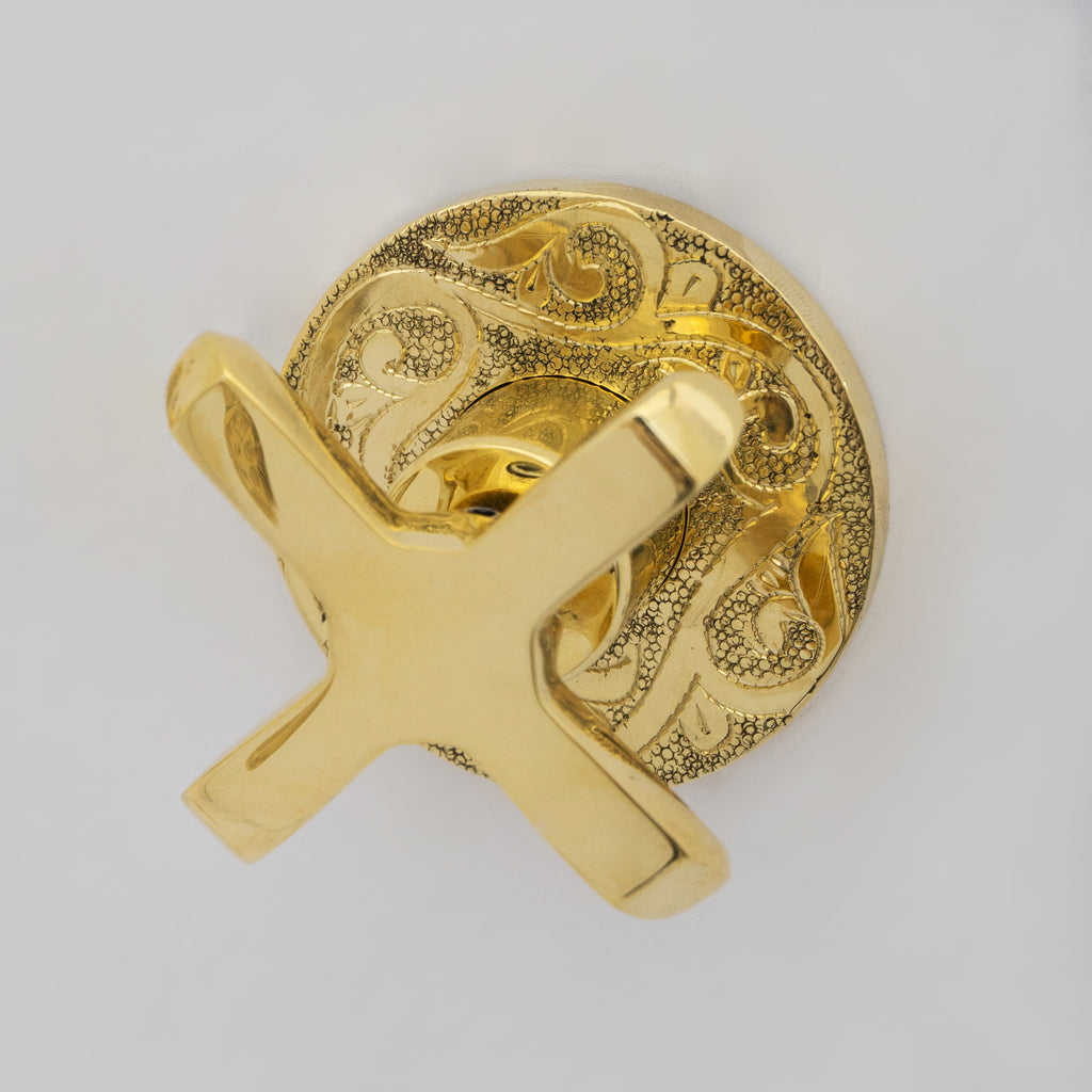 Engraved Solid Brass Built-in Faucet, Unlacquered Bathroom Sink Faucet