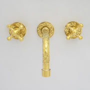 Engraved Solid Brass Built-in Faucet, Unlacquered Bathroom Sink Faucet