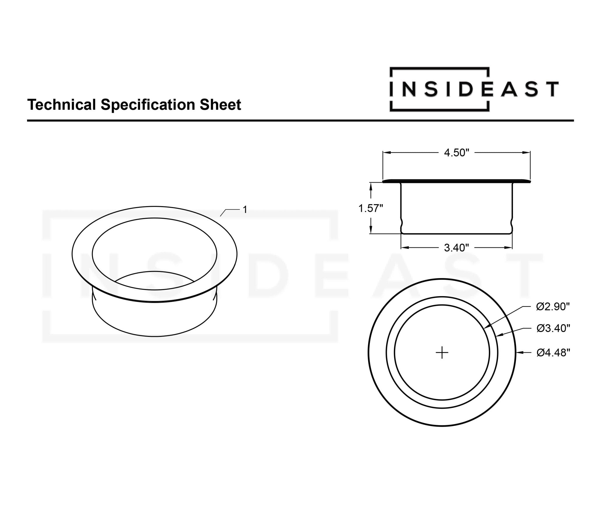 Garbage Disposal, Unlacquered Brass, Flange Kitchen Sink flange kit 3 1/2 standard sink Drain hole - Insideast