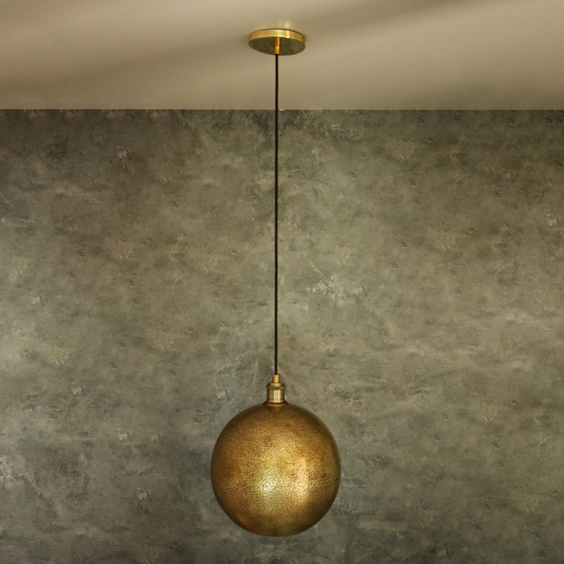 Hammered Brass Ball Pendant Light, Dome Ceiling Light - Insideast