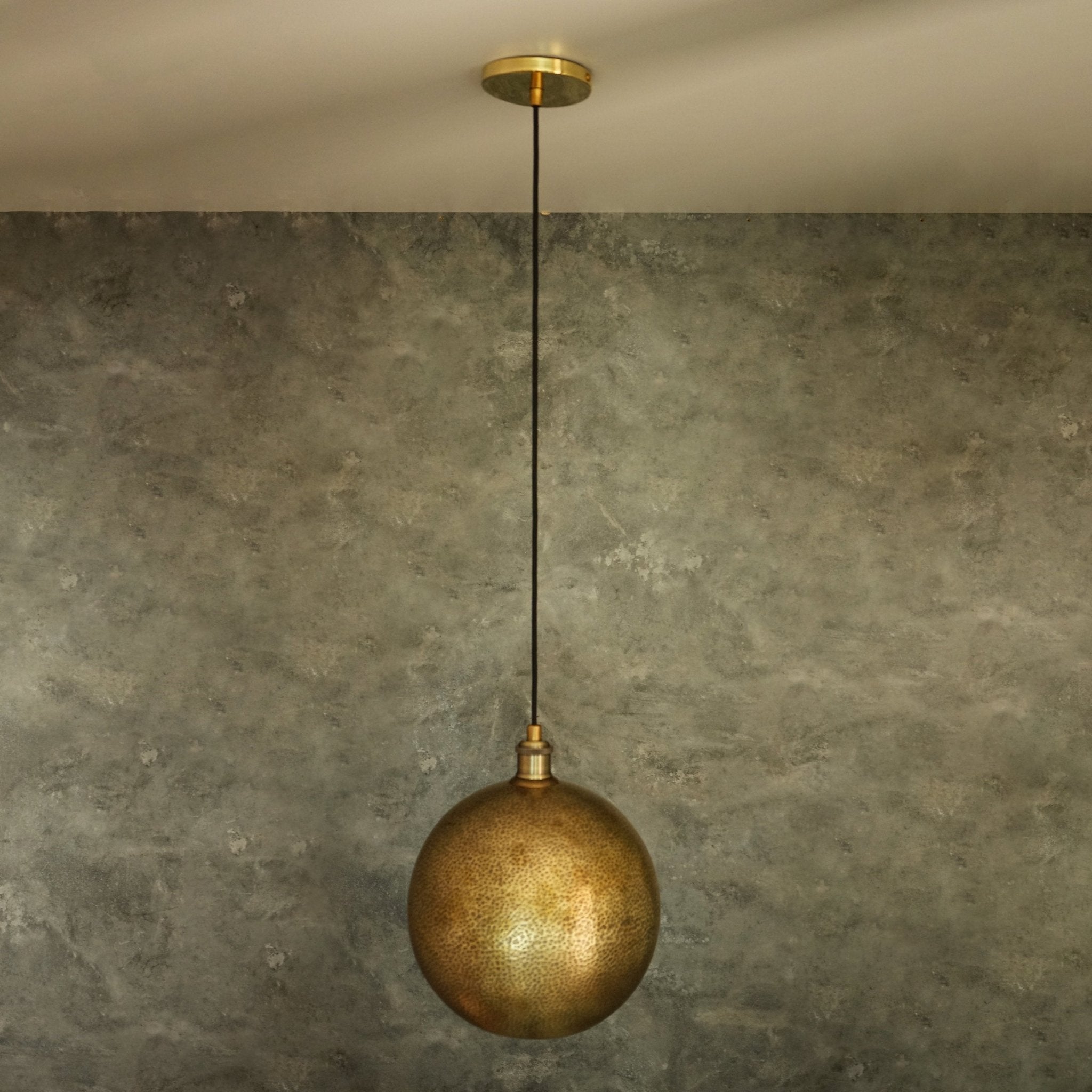 Hammered Brass Ball Pendant Light, Dome Ceiling Light - Insideast
