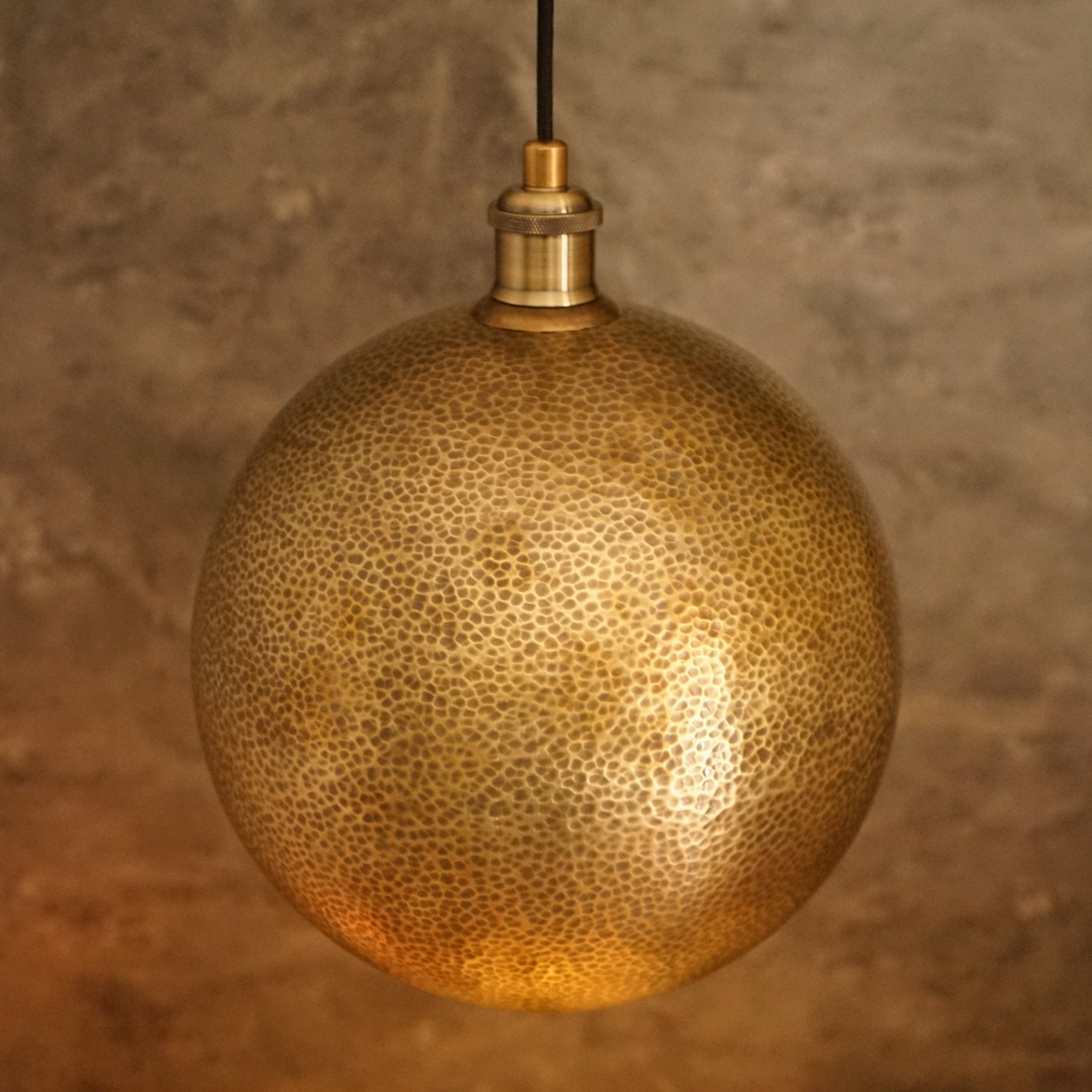 Hammered Brass Ball Pendant Light, Dome Ceiling Light - Insideast