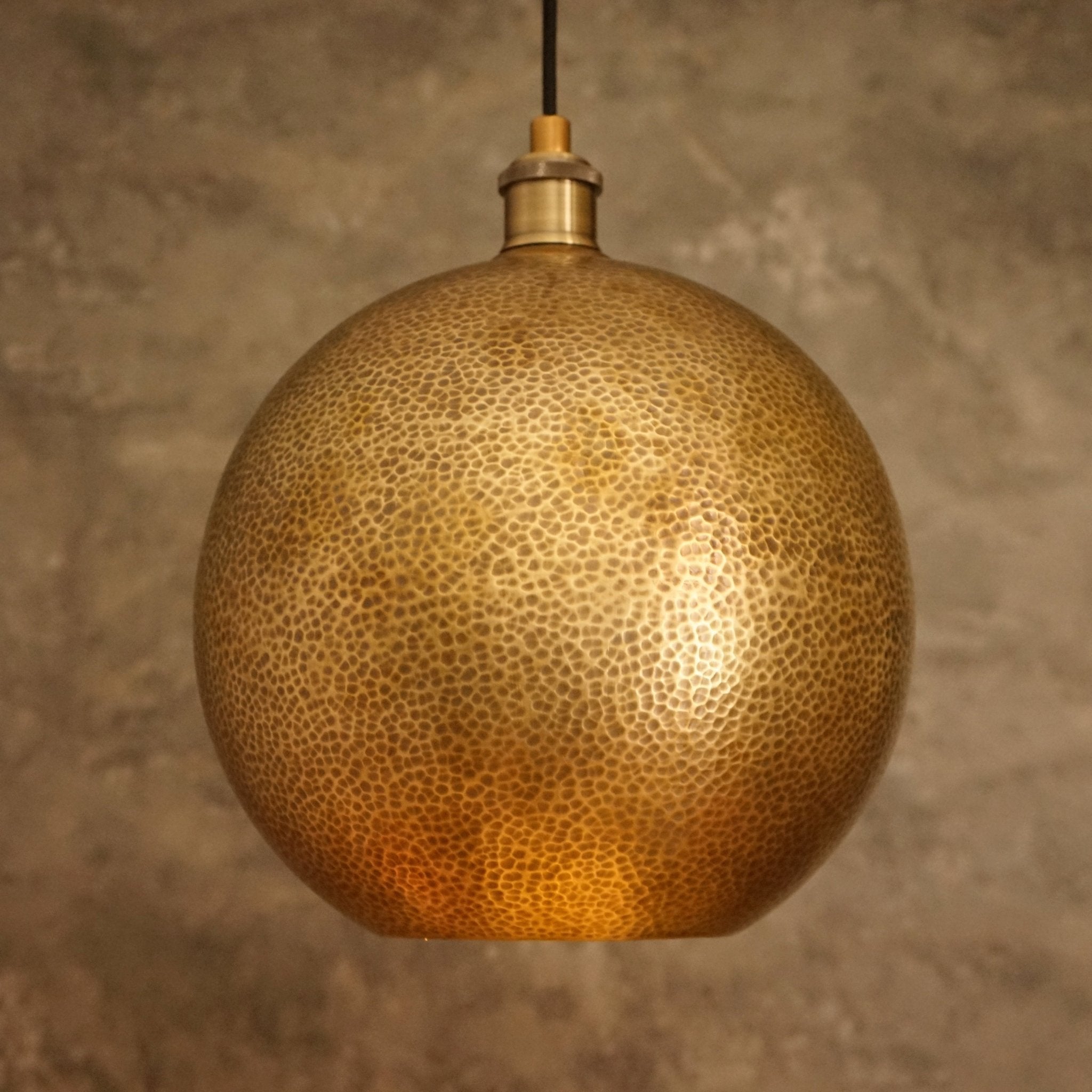 Hammered Brass Ball Pendant Light, Dome Ceiling Light - Insideast