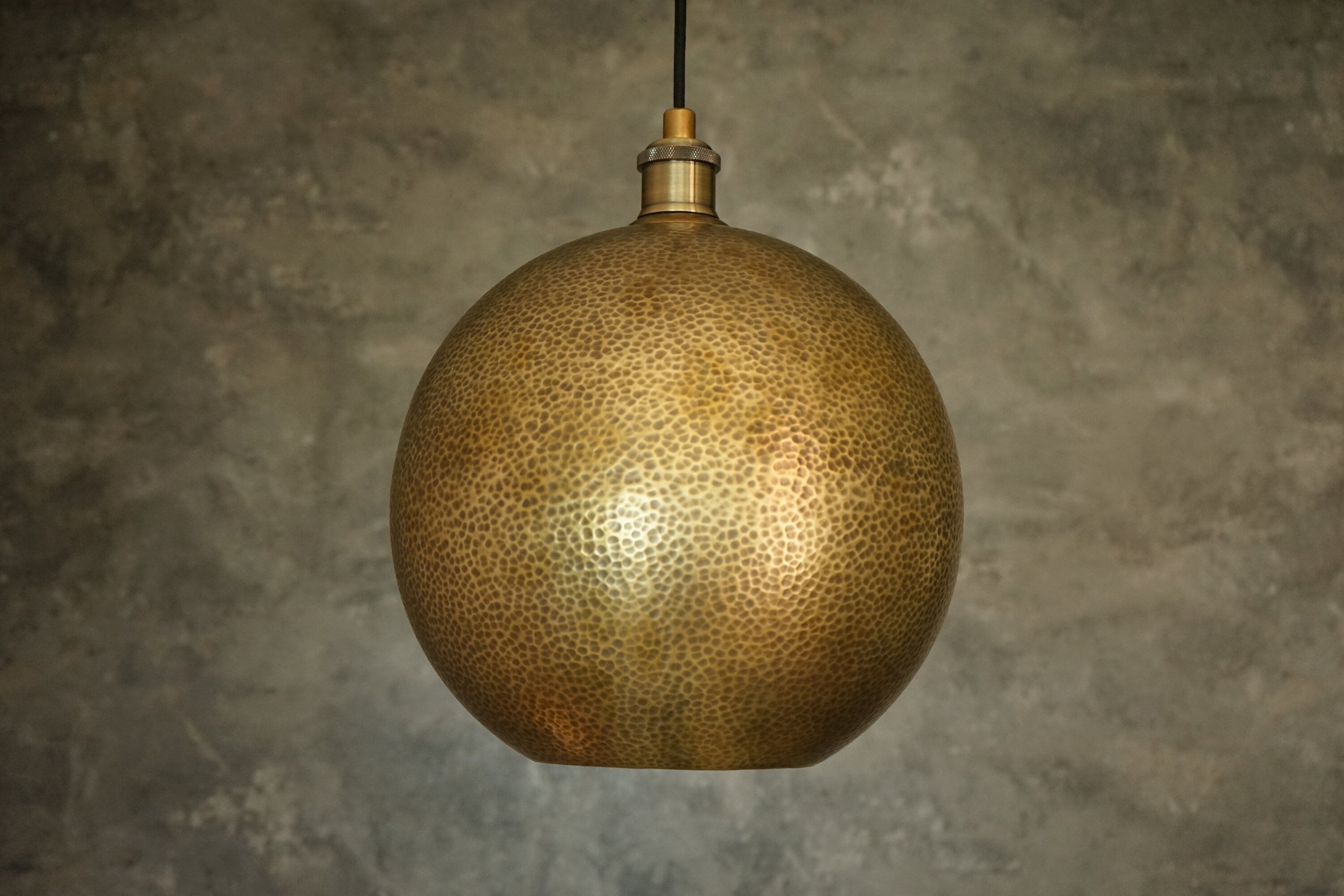 Hammered Brass Ball Pendant Light, Dome Ceiling Light