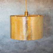 Hammered Brass Cylinder Pendant Light, Unlacquered Brass Pendant Light - Insideast
