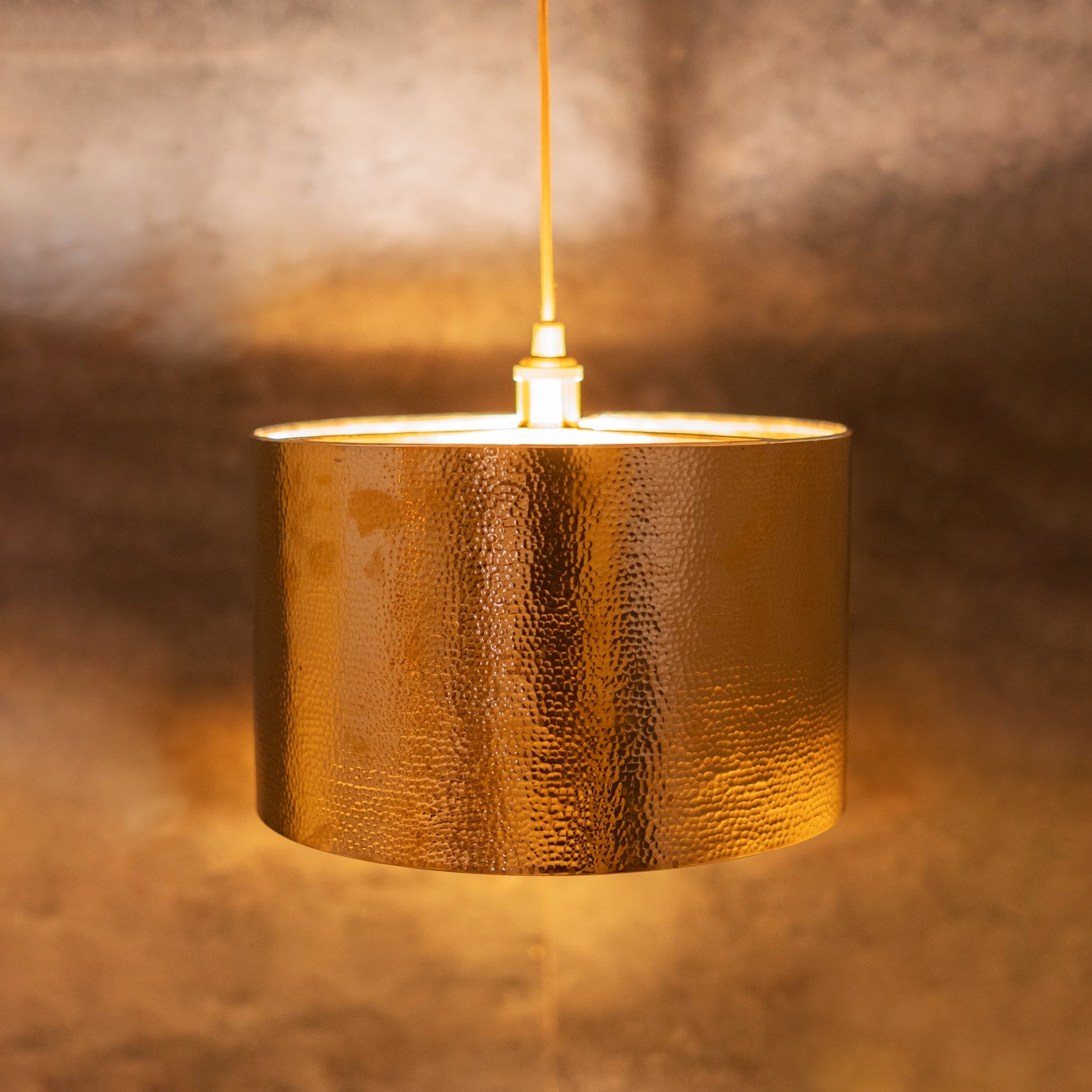 Hammered Brass Cylinder Pendant Light, Unlacquered Brass Pendant Light - Insideast