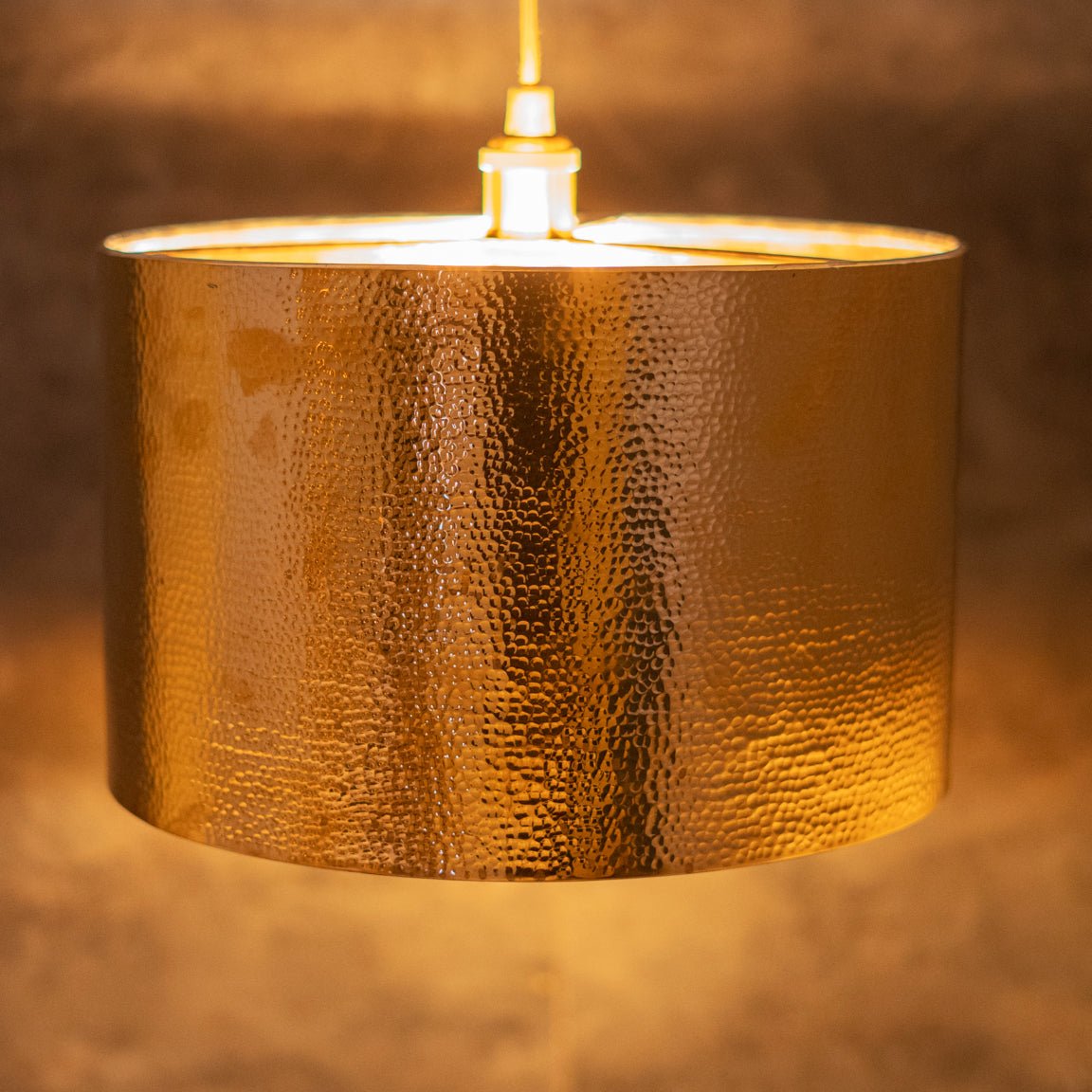 Hammered Brass Cylinder Pendant Light, Unlacquered Brass Pendant Light - Insideast