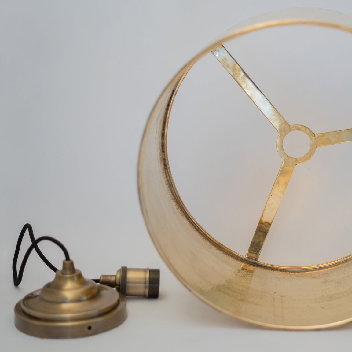 Hammered Brass Cylinder Pendant Light, Unlacquered Brass Pendant Light - Insideast