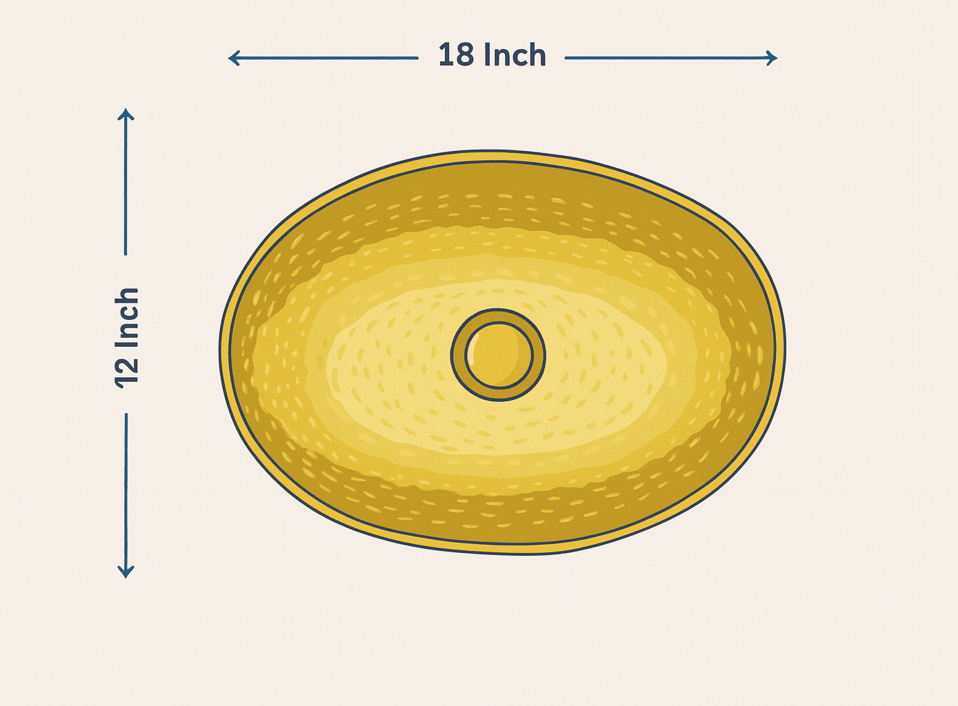 Hammered Brass Oval Vessel Sink | Handmade Bathroom Washbasin - Insideast