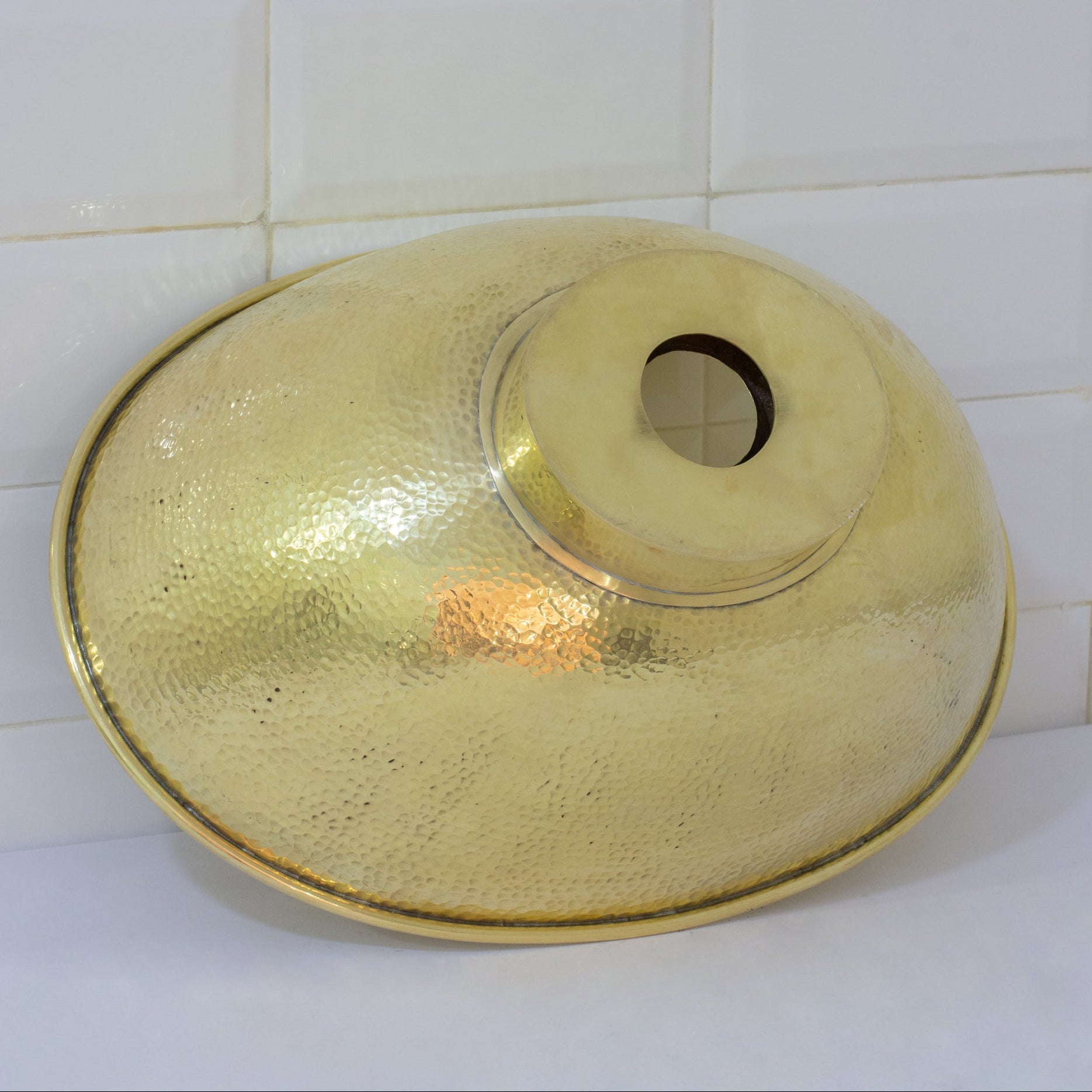 Hammered Brass Oval Vessel Sink | Handmade Bathroom Washbasin - Insideast