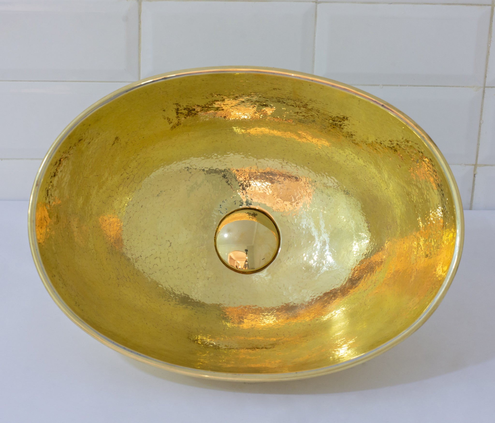 Hammered Brass Oval Vessel Sink | Handmade Bathroom Washbasin - Insideast