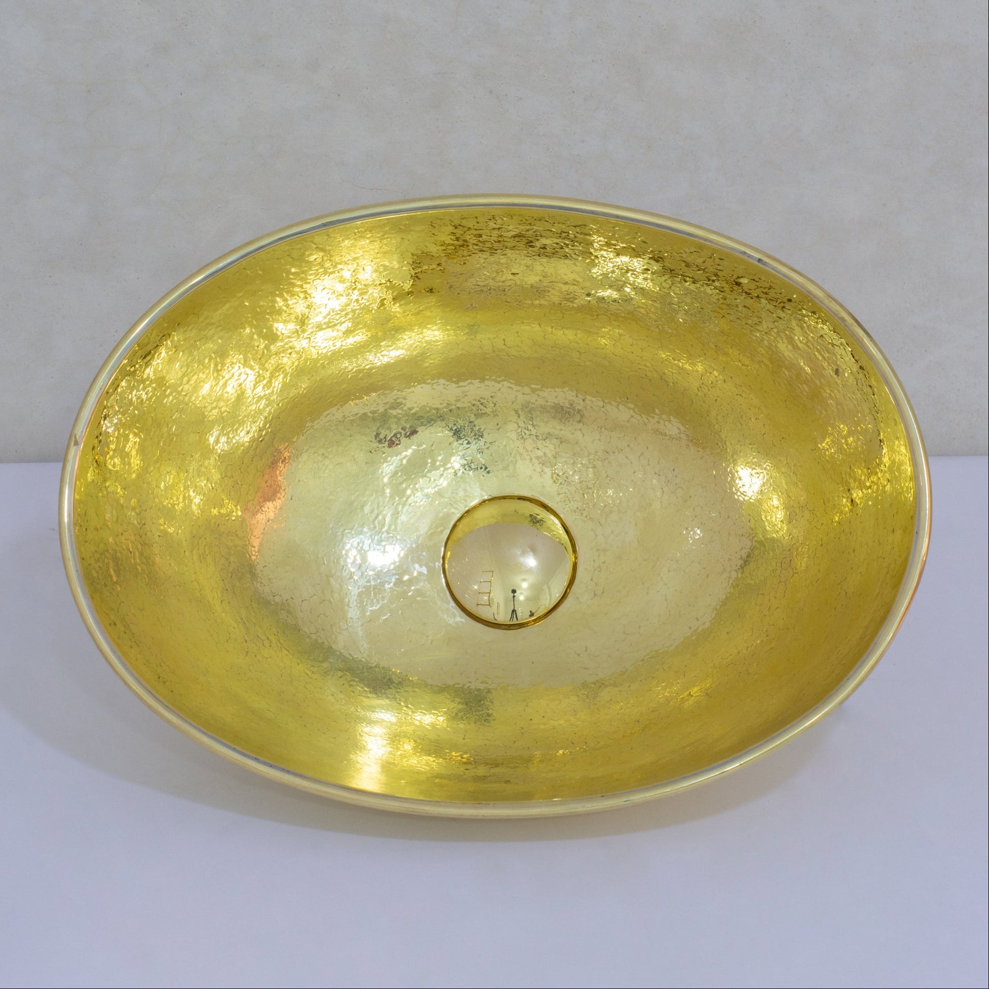 Hammered Brass Oval Vessel Sink | Handmade Bathroom Washbasin - Insideast
