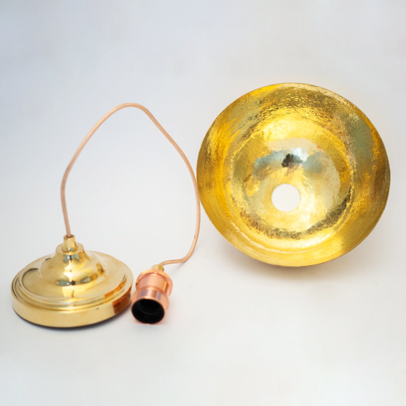 Hammered Brass Pendant Light, Unlacquered Brass Dome Lampshade, Kitchen Island Light - Insideast