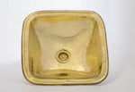 Load image into Gallery viewer, Hammered Brass Sink, Square Drop-in Brass Bathroom Sink, Hammered Antique Brass Sink, Bathroom Brass sink, Aged Brass Sink
