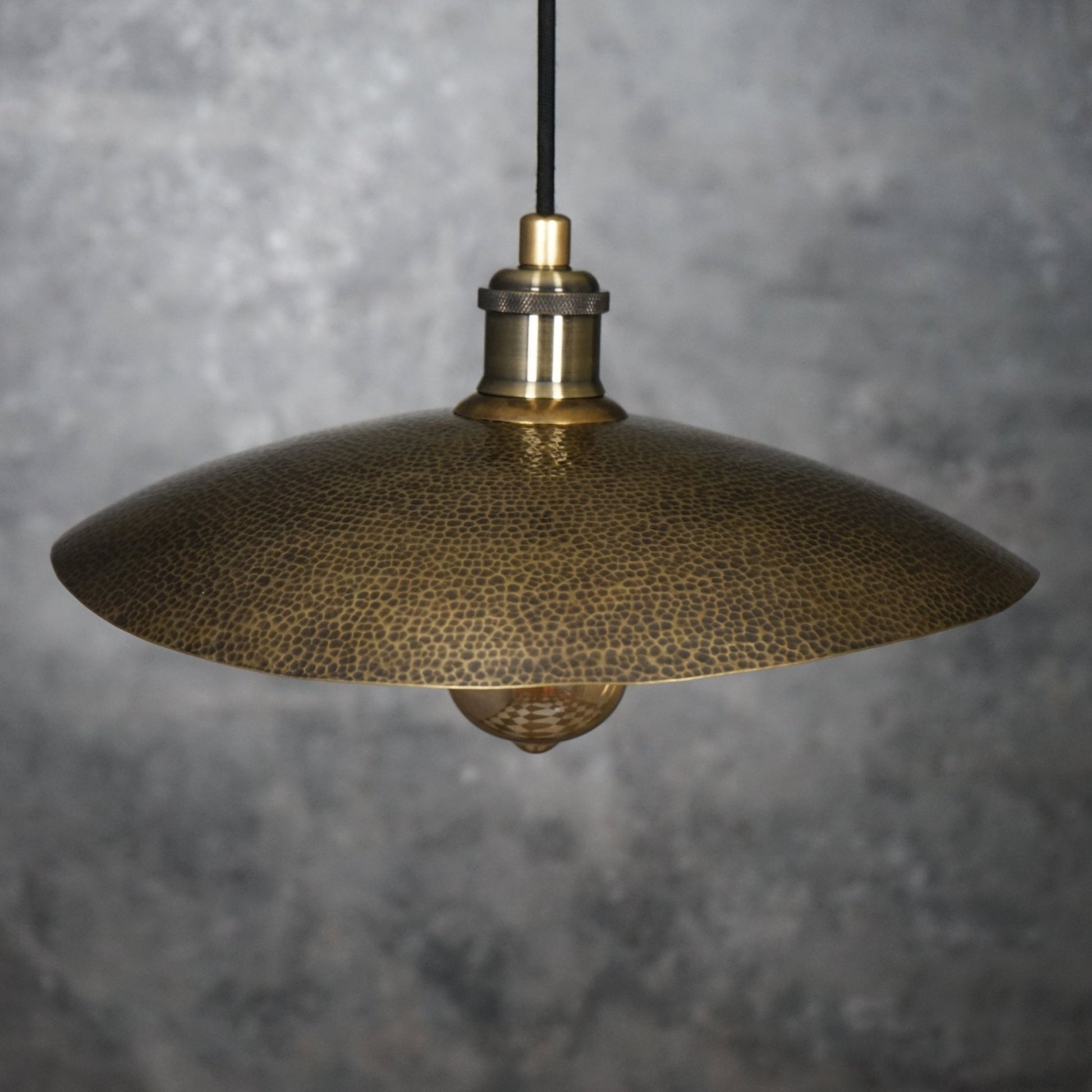 Hammered Bronze Finish Bowl Plate Pendant Light, Solid Brass Ceiling Light - Insideast