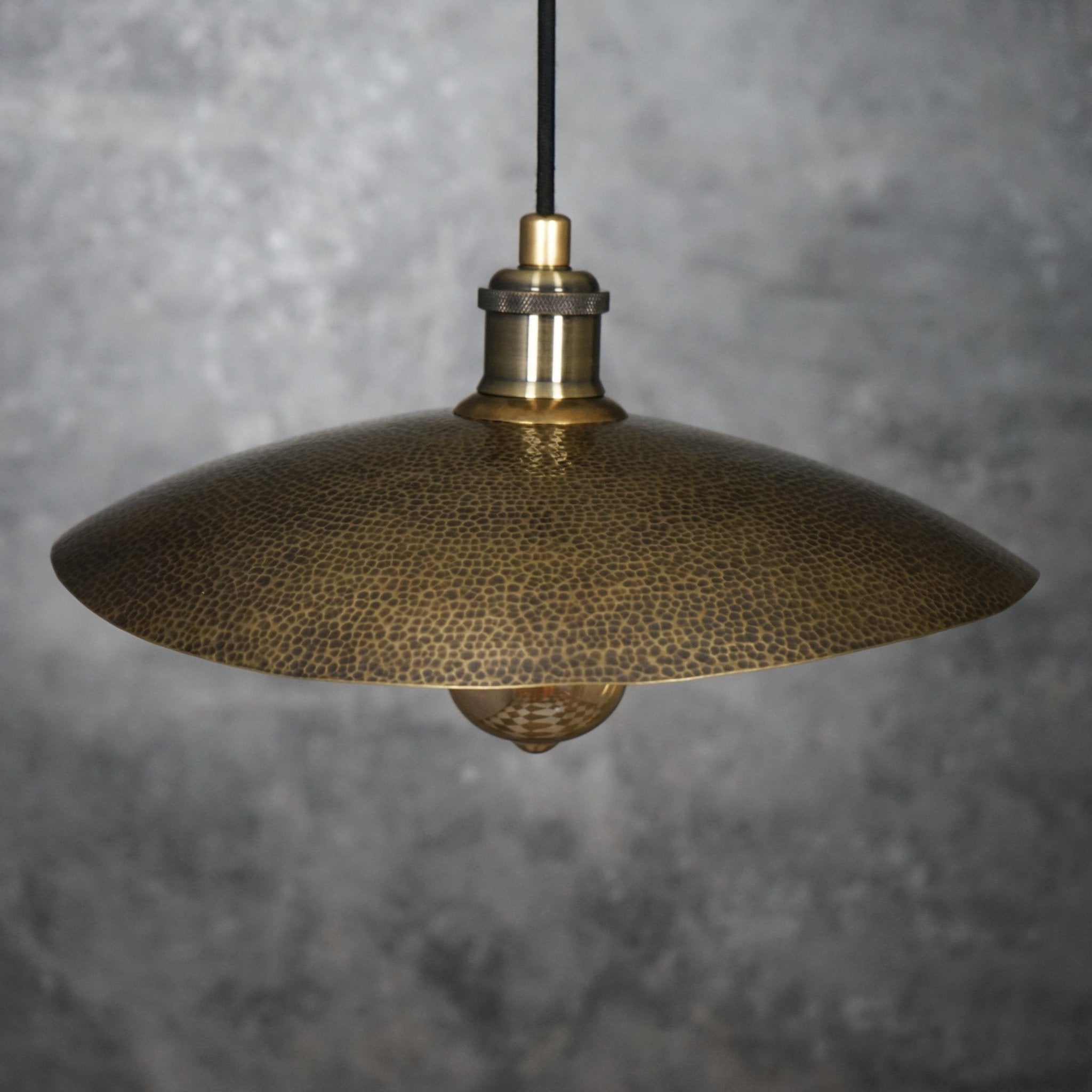 Hammered Bronze Finish Bowl Plate Pendant Light, Solid Brass Ceiling Light - Insideast