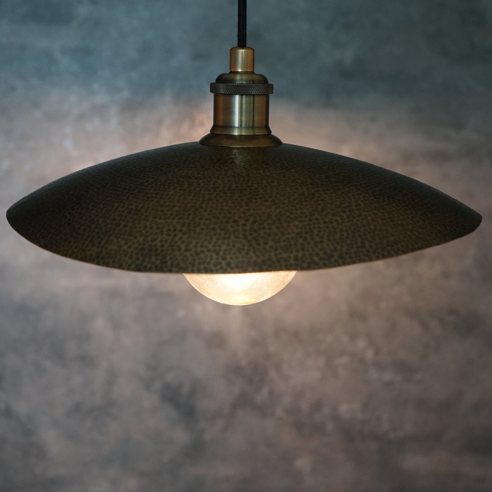 Hammered Bronze Finish Bowl Plate Pendant Light, Solid Brass Ceiling Light - Insideast