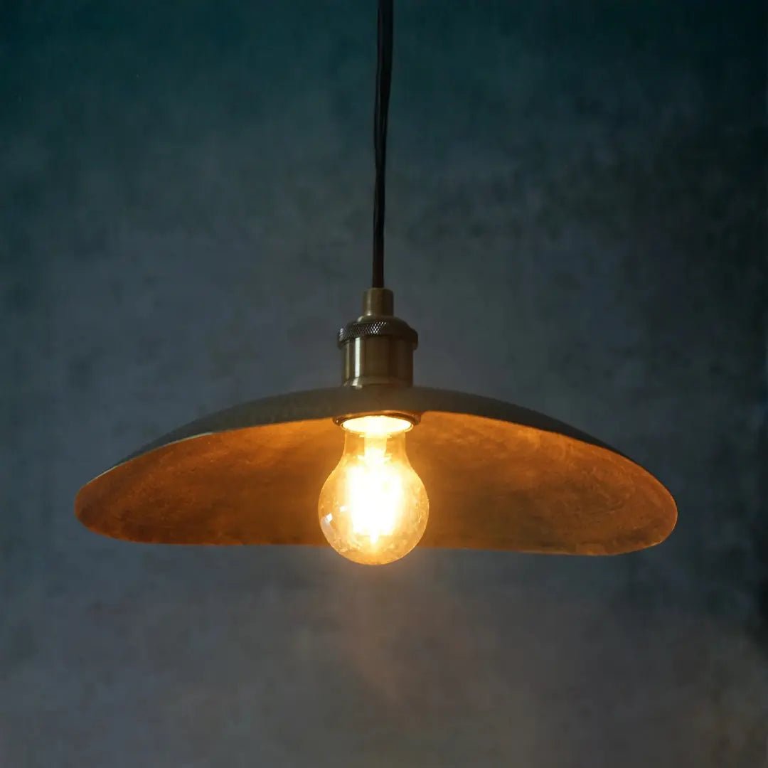 Hammered Bronze Finish Bowl Plate Pendant Light, Solid Brass Ceiling Light - Insideast