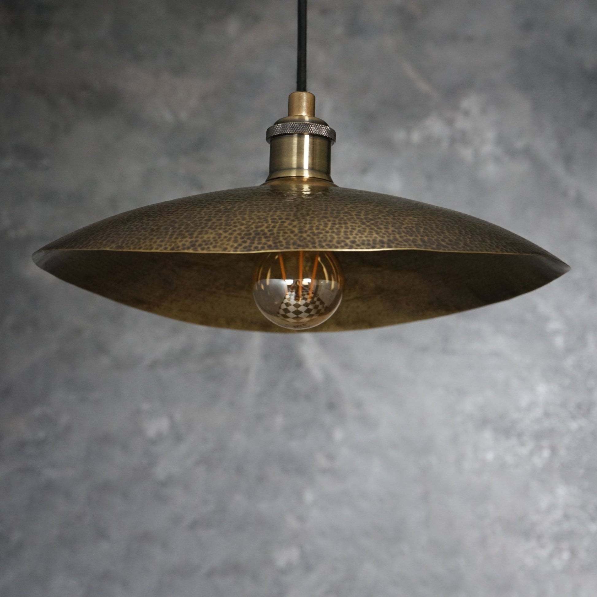 Hammered Bronze Finish Bowl Plate Pendant Light, Solid Brass Ceiling Light - Insideast