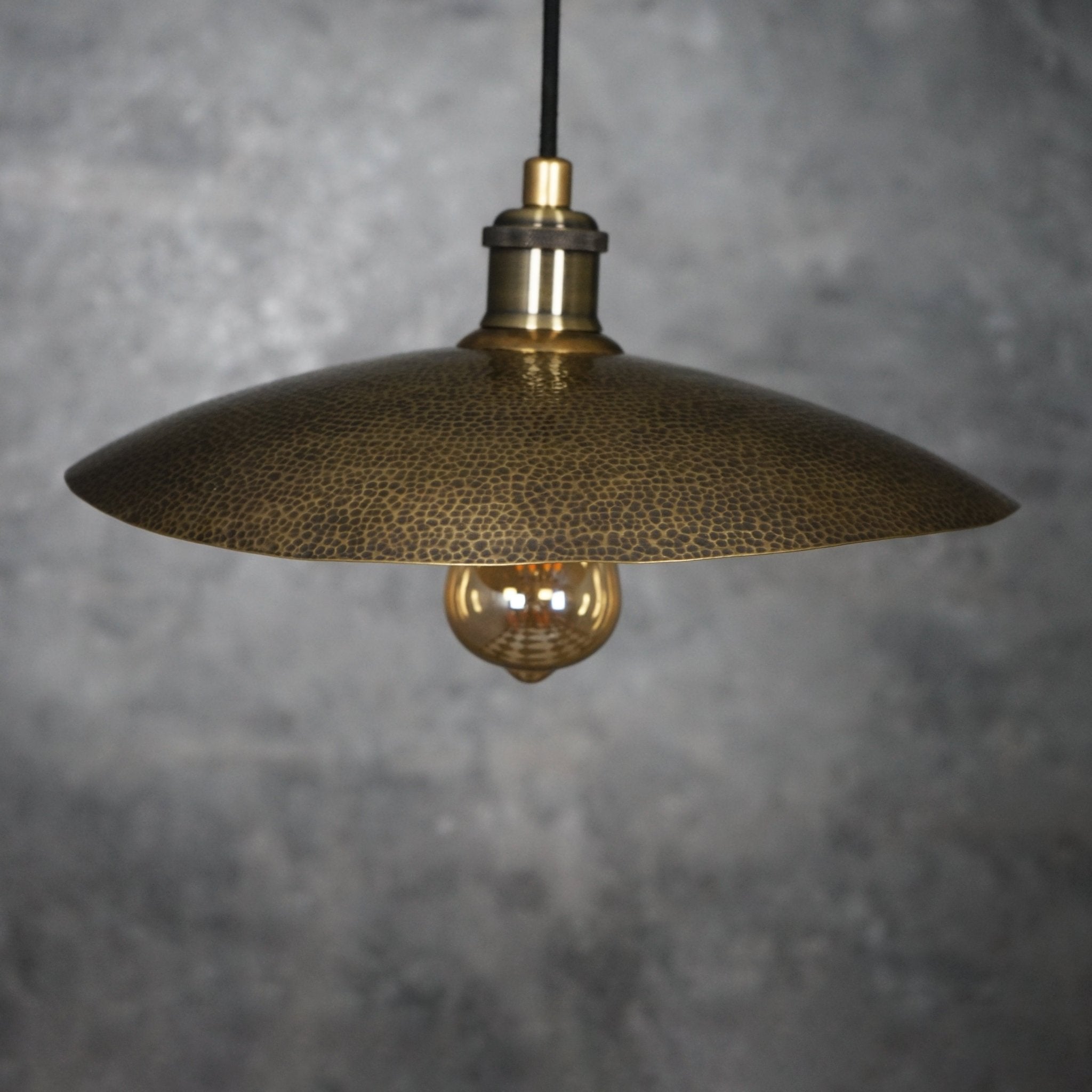 Hammered Bronze Finish Bowl Plate Pendant Light, Solid Brass Ceiling Light - Insideast