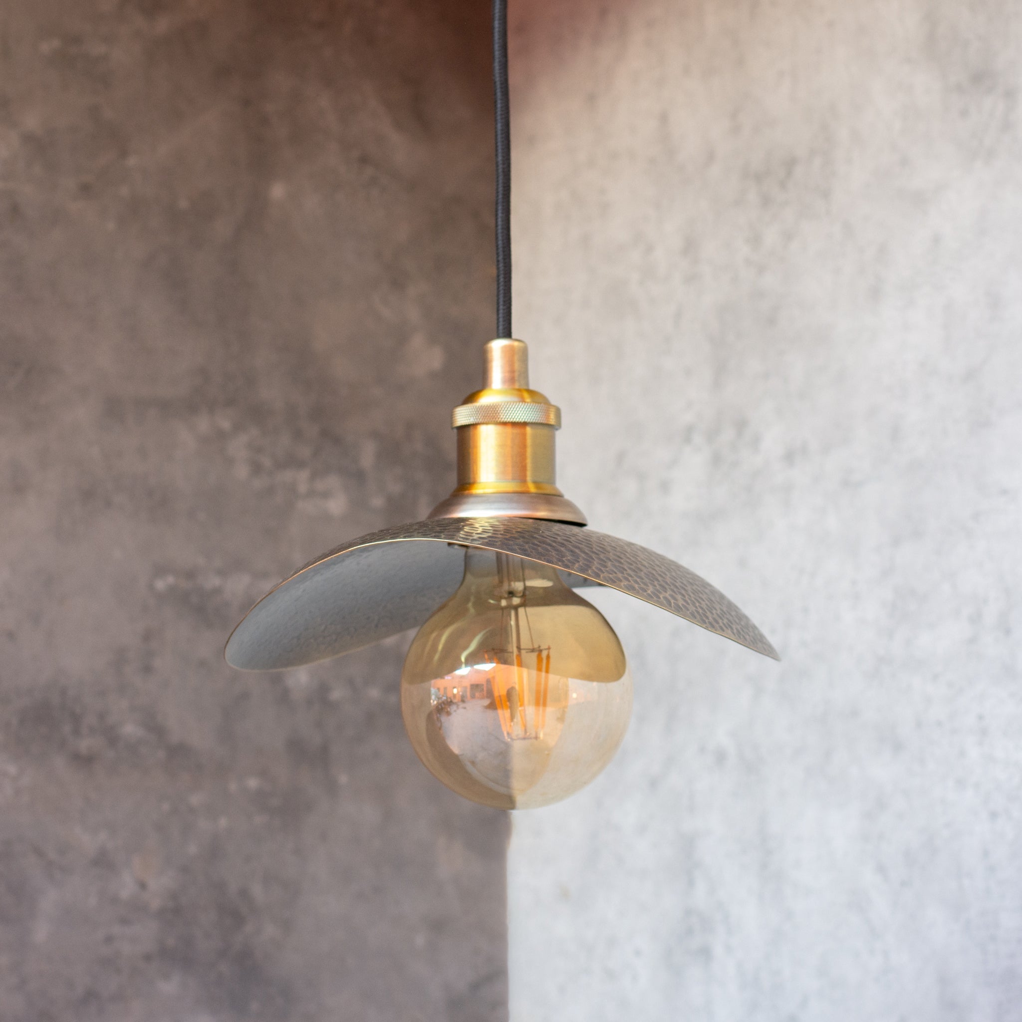 Hammered Bronze Finish Curved Plate Pendant Light, Solid Brass Ceiling Light, Leaf Pendant Light Bronze - Insideast