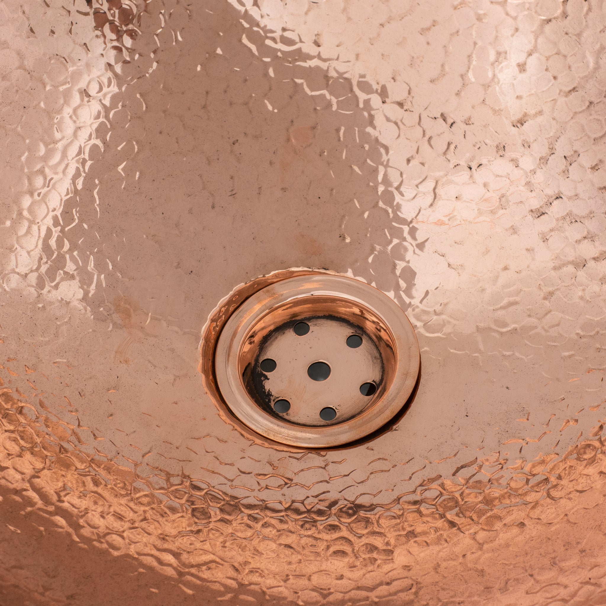 Hammered Copper Vessel Sink, Solid Copper Bathroom Washbasin, Round Sink Copper - Insideast