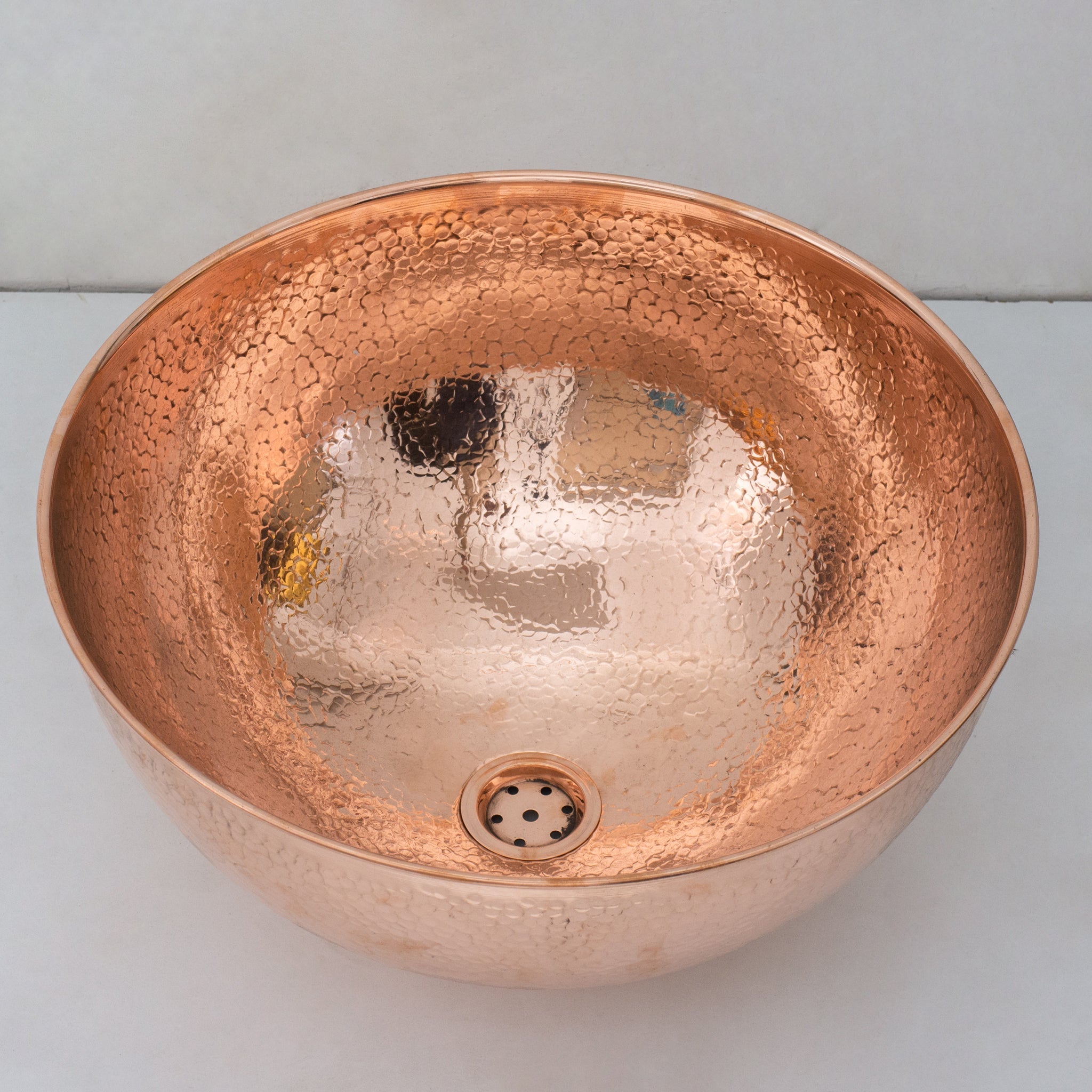 Hammered Copper Vessel Sink, Solid Copper Bathroom Washbasin, Round Sink Copper - Insideast