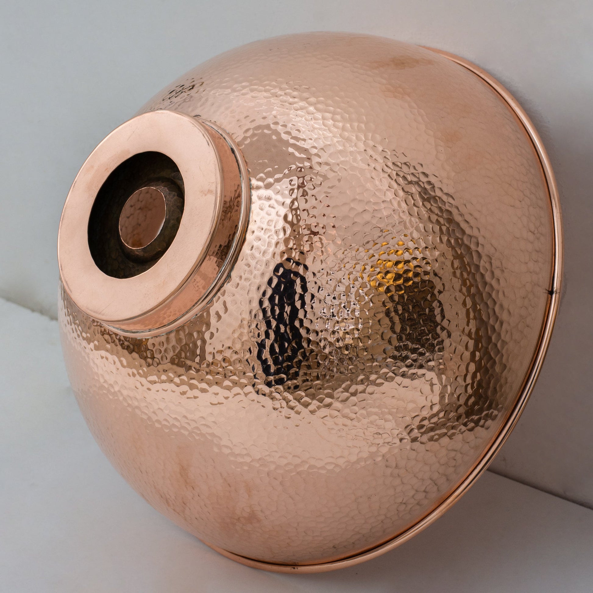 Hammered Copper Vessel Sink, Solid Copper Bathroom Washbasin, Round Sink Copper - Insideast