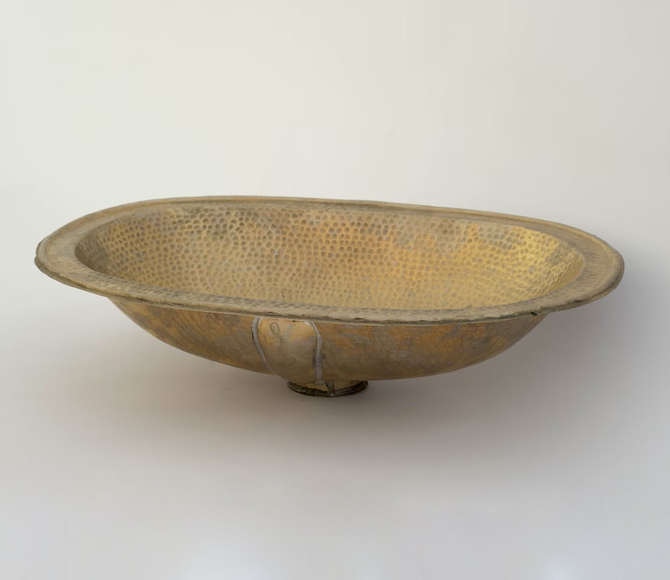 Hammered Oval Brass Sink – Drop - In Antique Brass Bathroom Sink | Aged Solid Brass Basin - Insideast