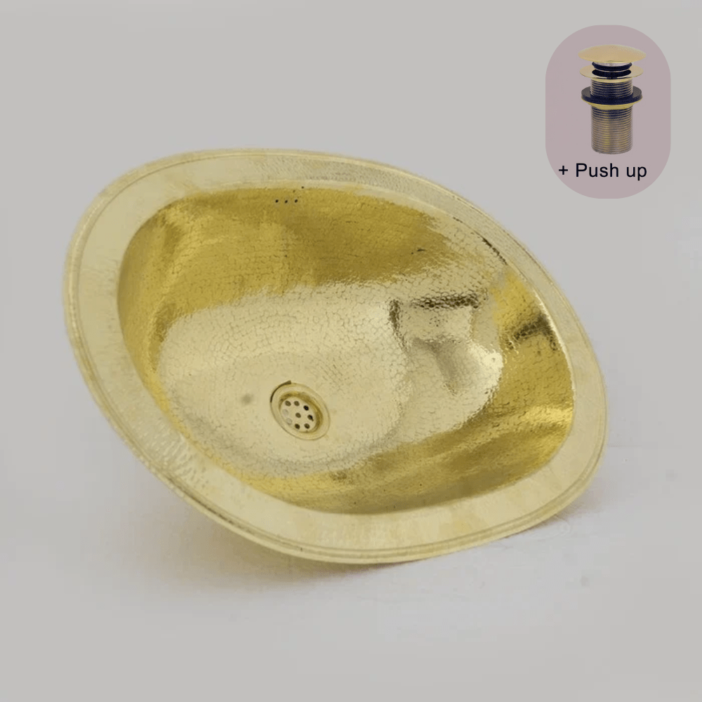 Hammered Oval Brass Sink, Drop - in Brass Bathroom Sink, Antique Brass Sink - Insideast