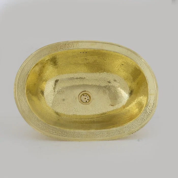 Hammered Oval Brass Sink, Drop-in Brass Bathroom Sink, Antique Brass Sink