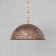 Hand - Hammered Wide Copper Dome Pendant - Rustic Moroccan Hanging Light for Kitchen & Dining - Insideast
