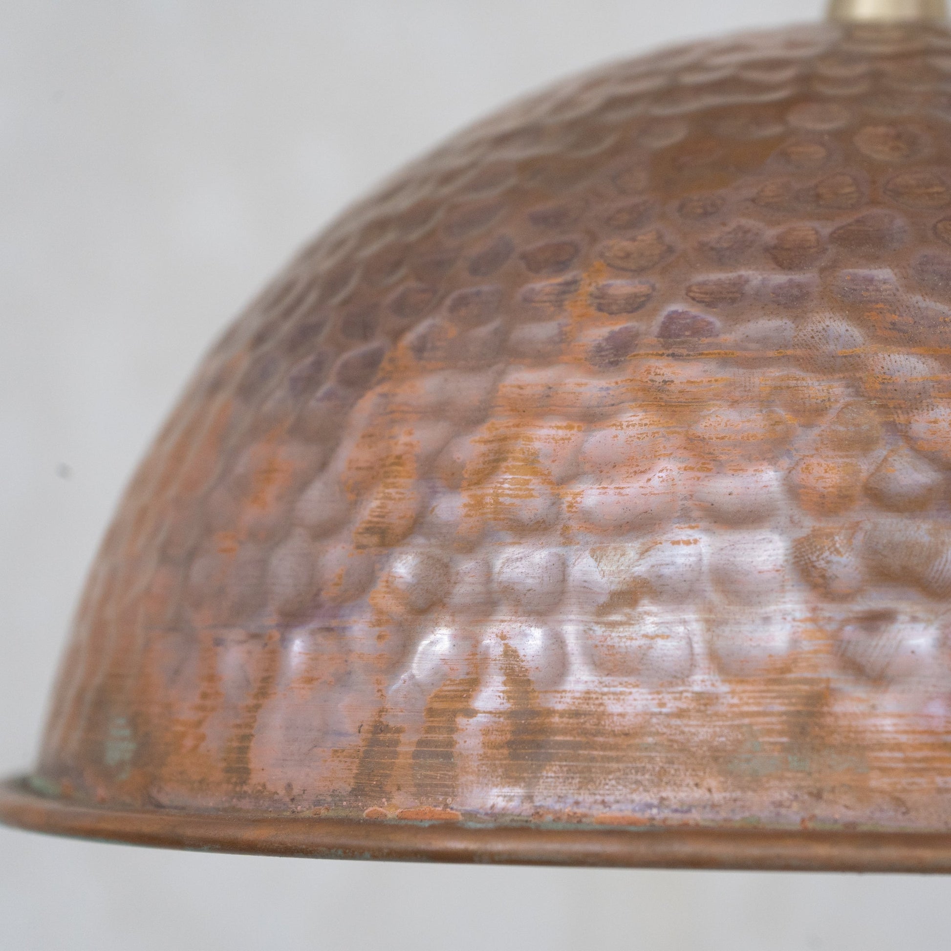 Hand - Hammered Wide Copper Dome Pendant - Rustic Moroccan Hanging Light for Kitchen & Dining - Insideast