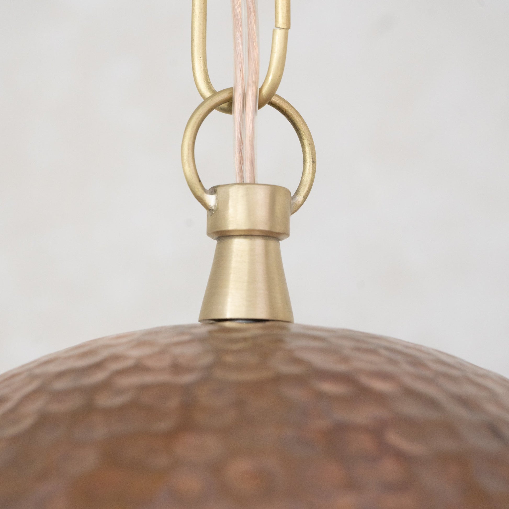 Hand - Hammered Wide Copper Dome Pendant - Rustic Moroccan Hanging Light for Kitchen & Dining - Insideast