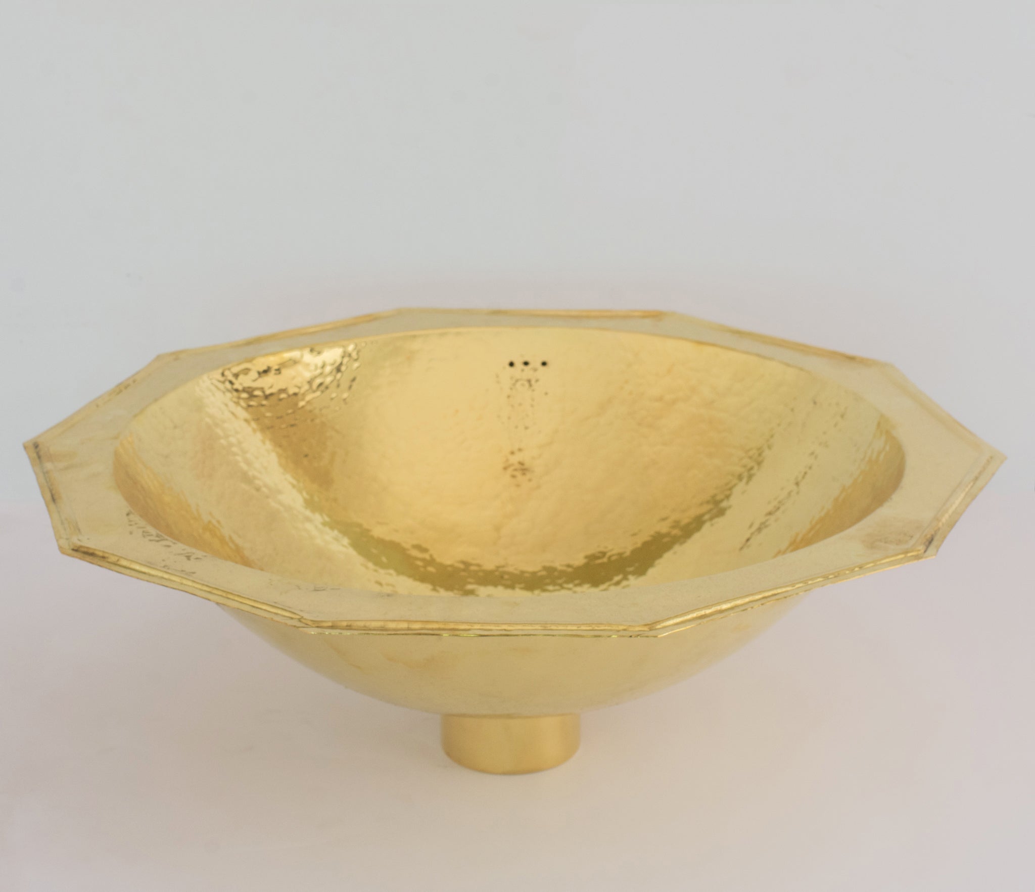 Handcrafted Decagon Solid Brass Hammered Sink | Drop - In - Insideast