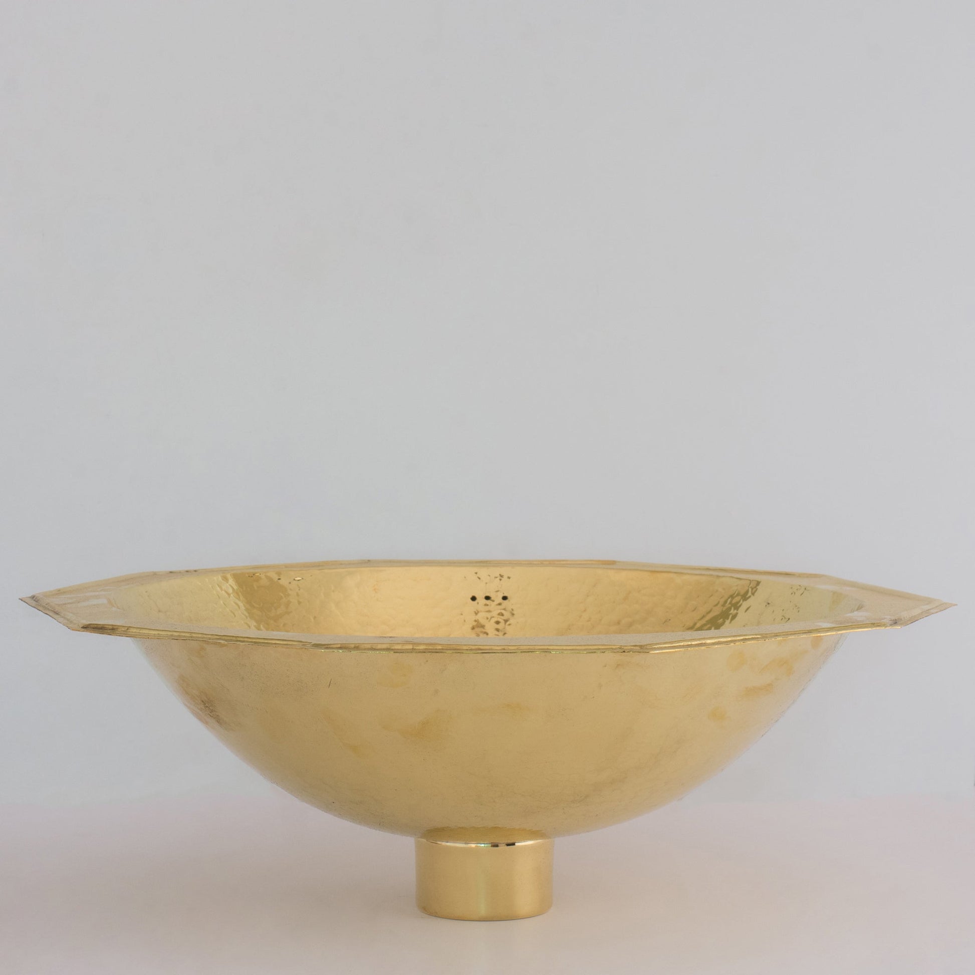 Handcrafted Decagon Solid Brass Hammered Sink | Drop - In - Insideast