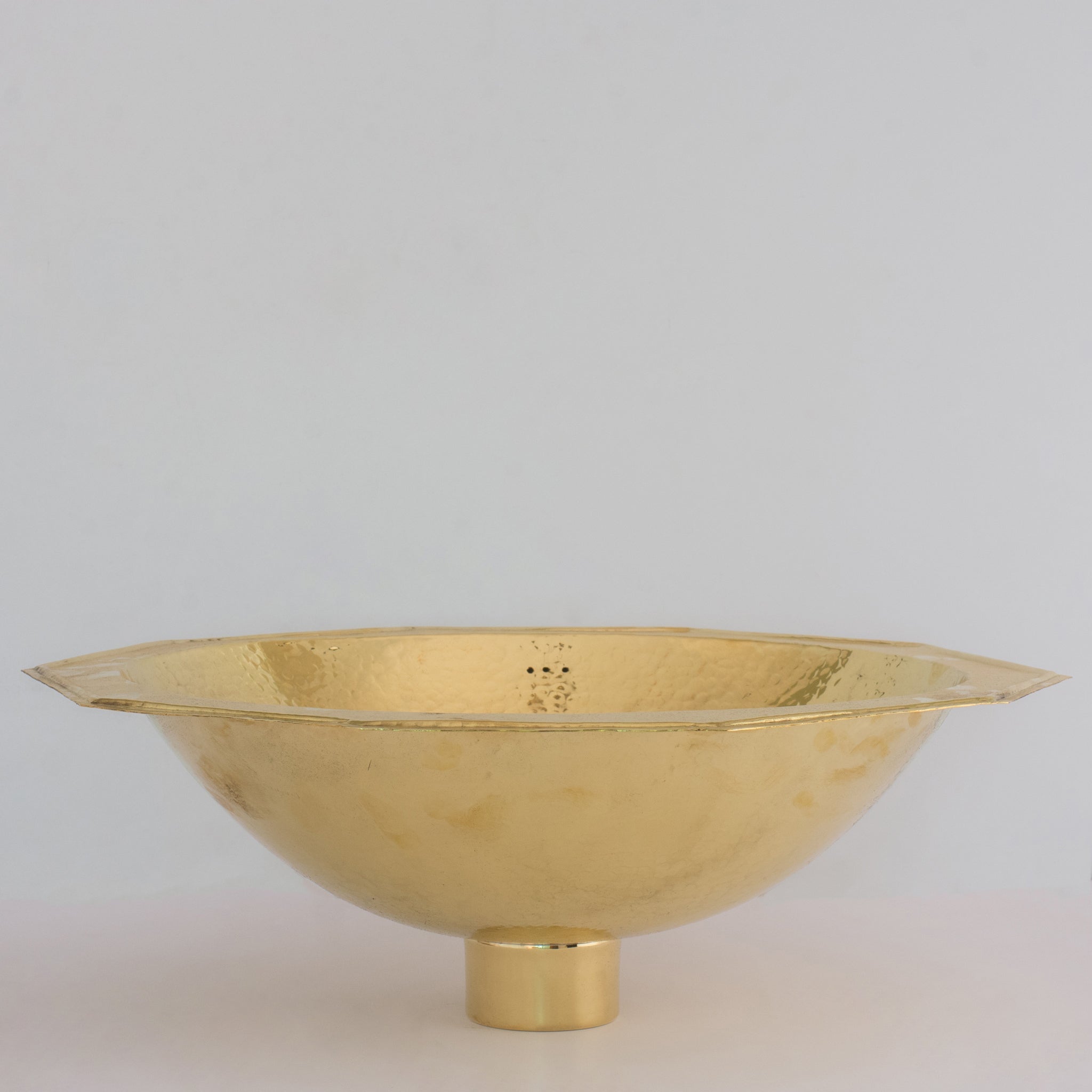 Handcrafted Decagon Solid Brass Hammered Sink | Drop - In - Insideast