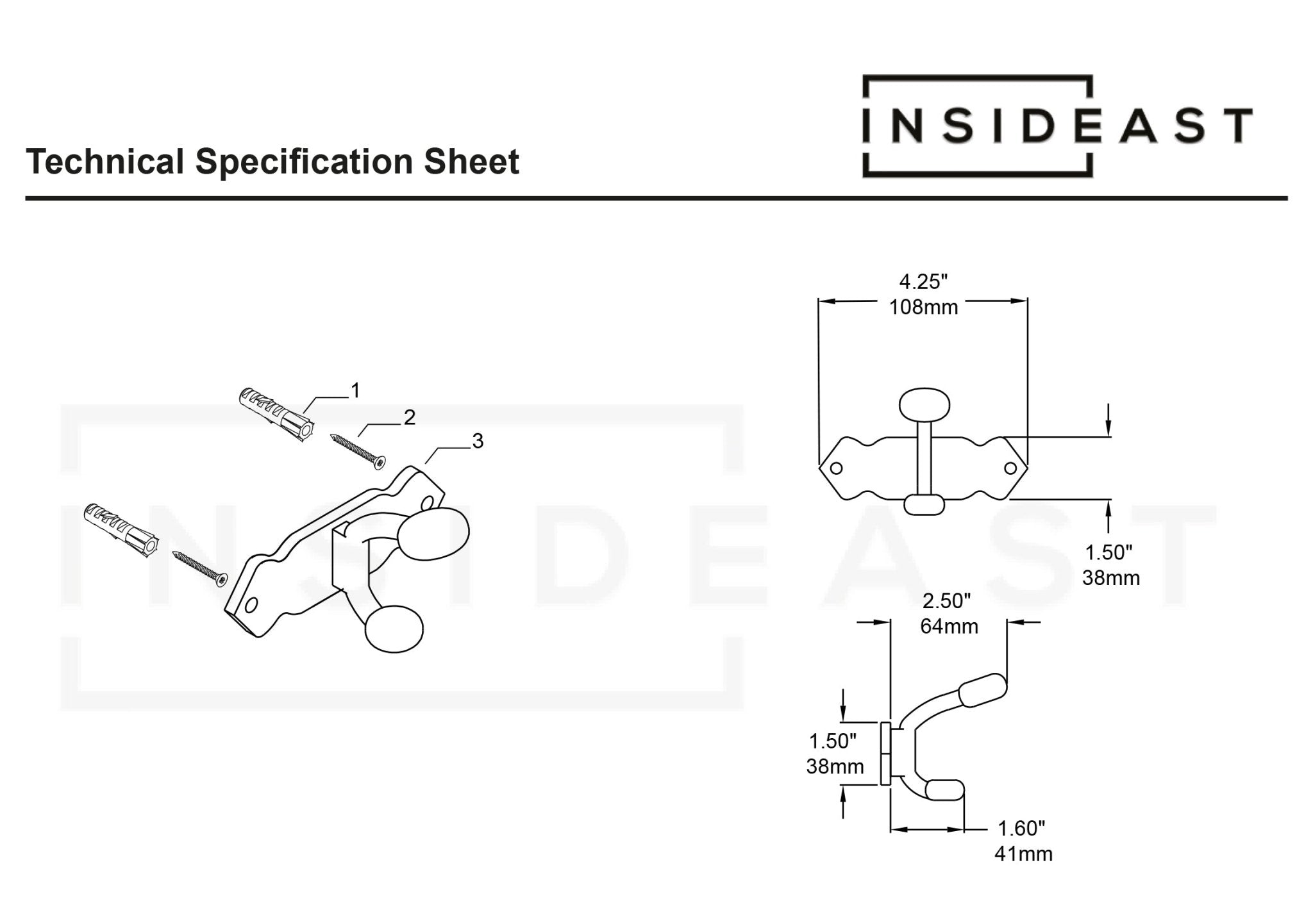Handcrafted Single Hook, Engraved Wall Hook, Brass Coat Hook, Clothes Hooks - Insideast